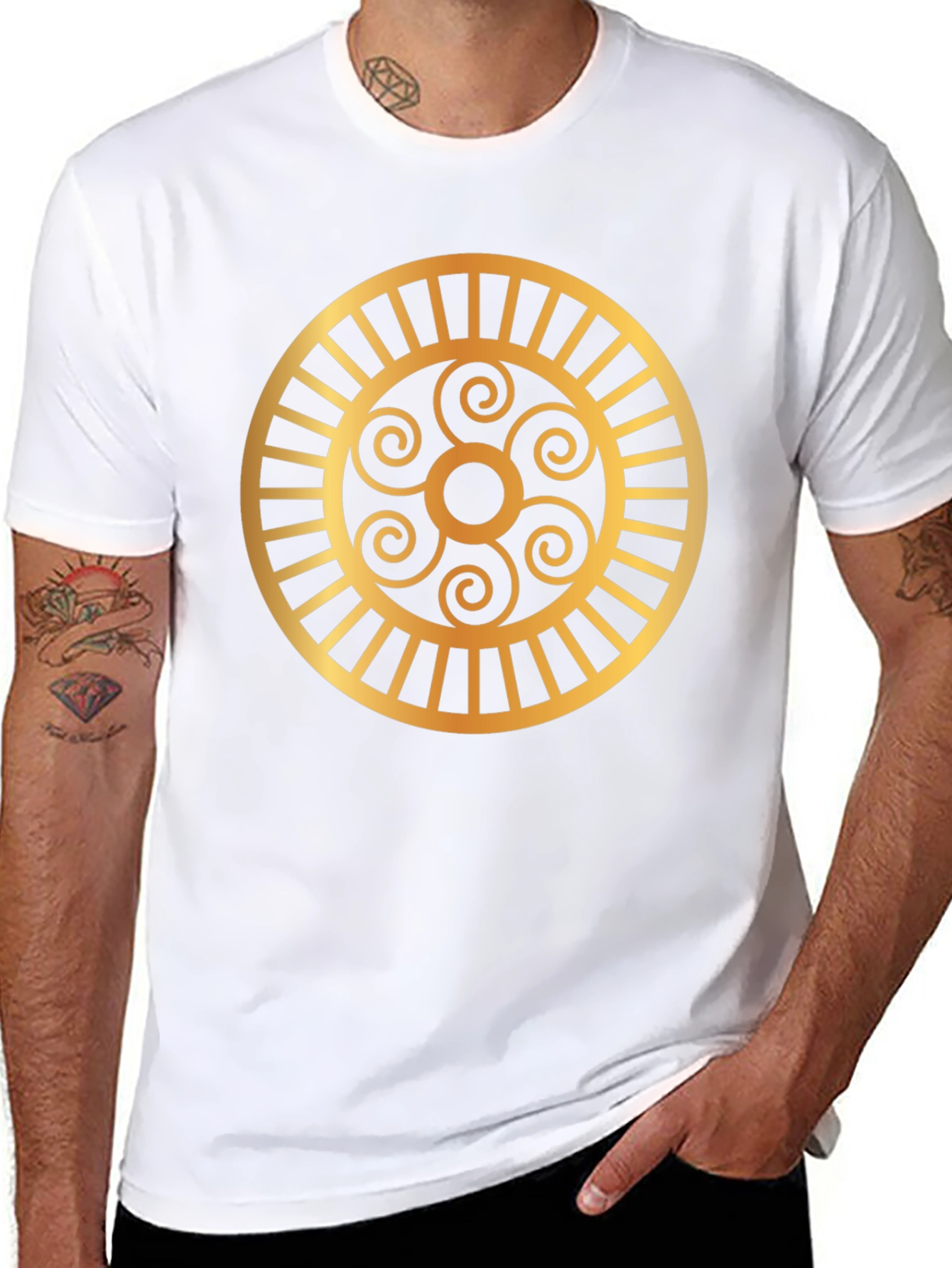 Golden Spirals Graphic Tee - Black