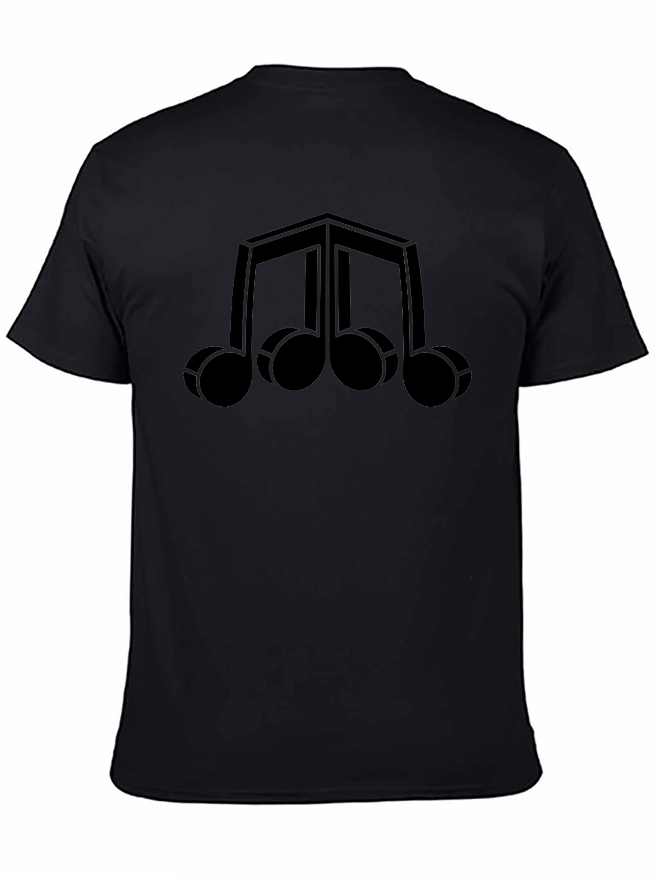 Geometric Music Note Graphic Tee - Modern Black T-Shirt
