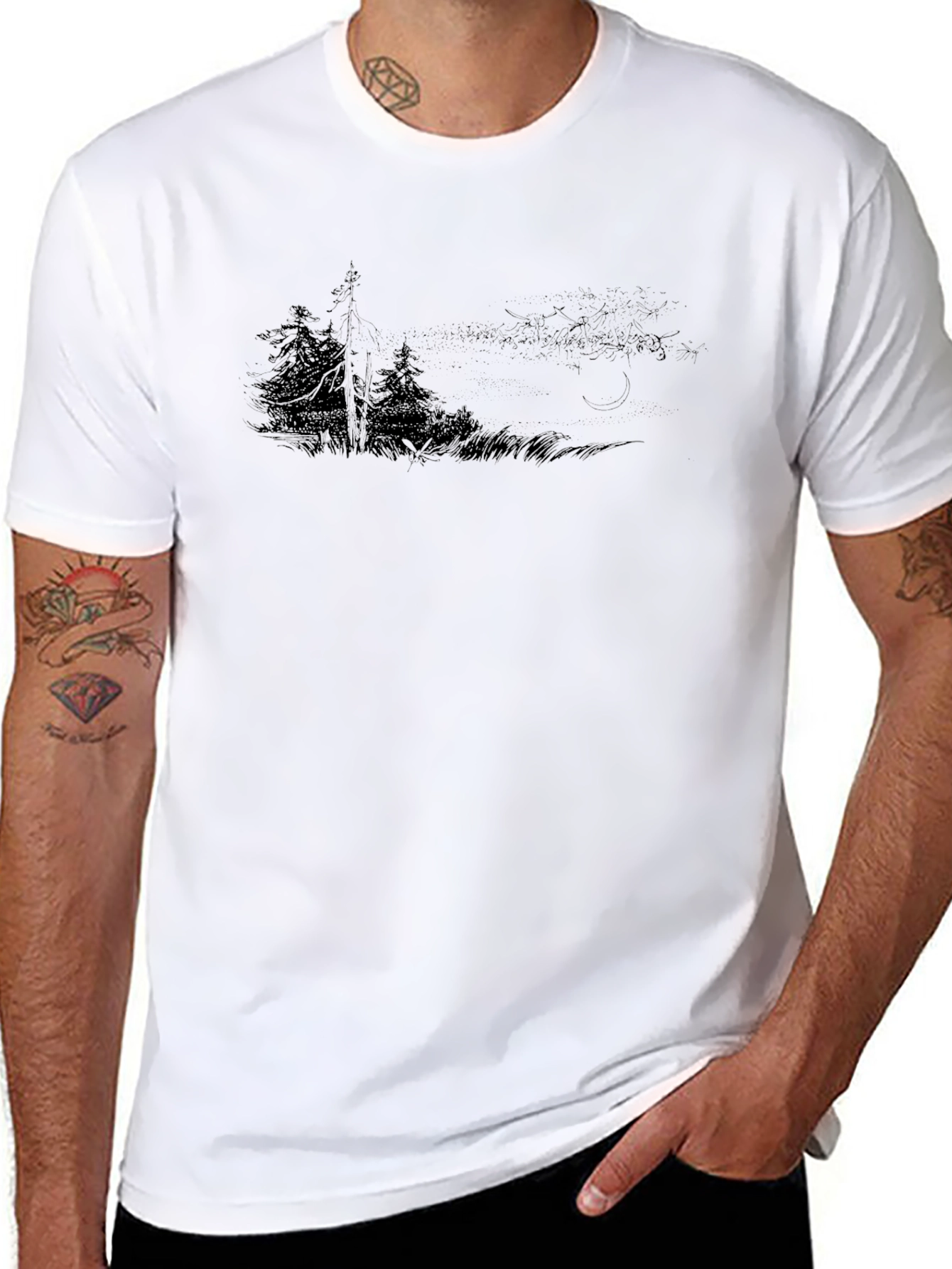 Nature Scene Black T-Shirt