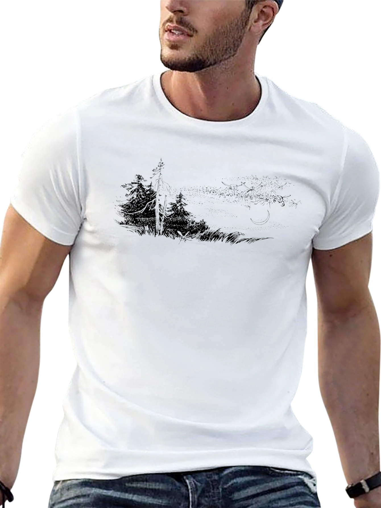 Nature Scene Black T-Shirt