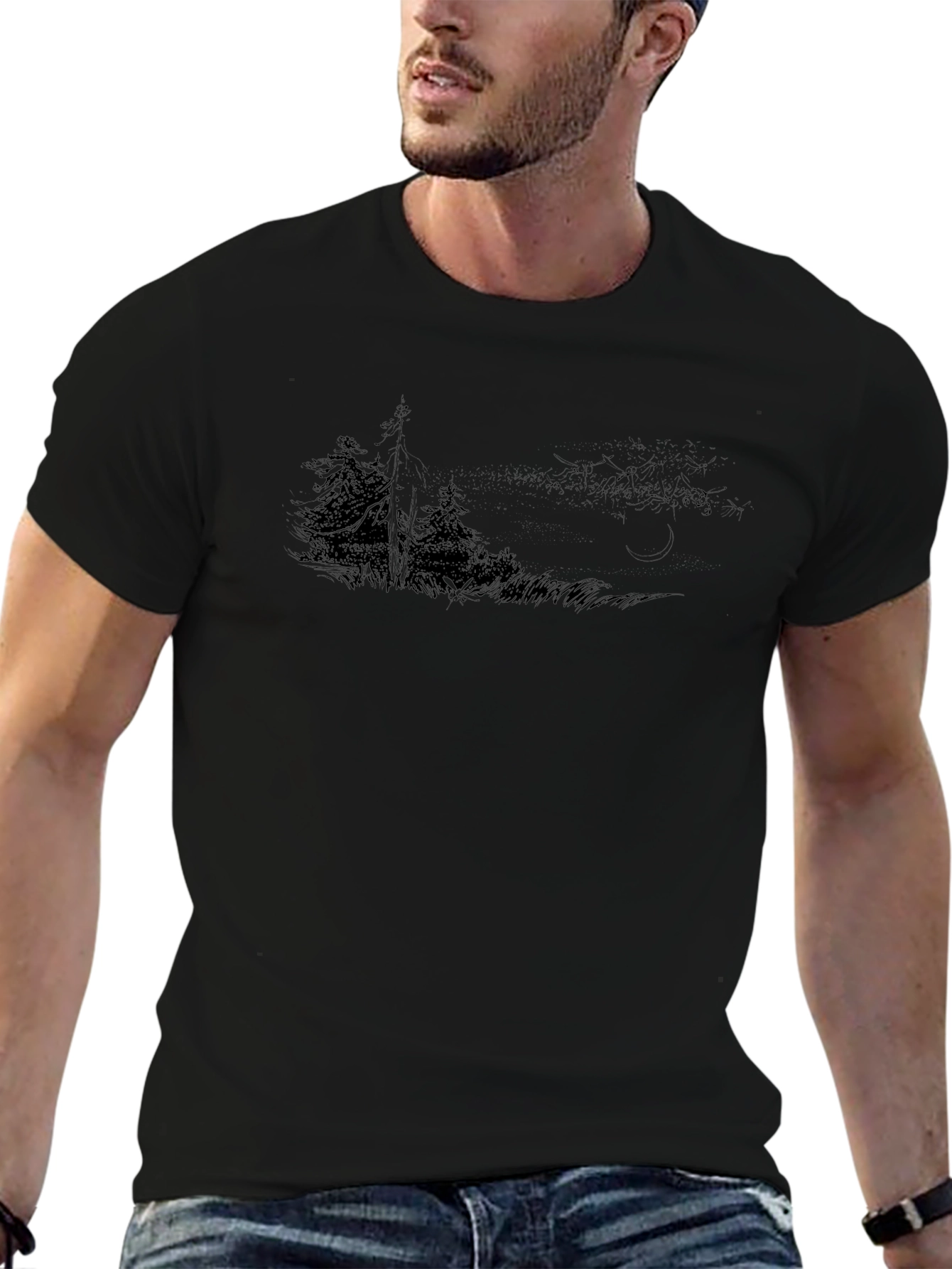 Nature Scene Black T-Shirt