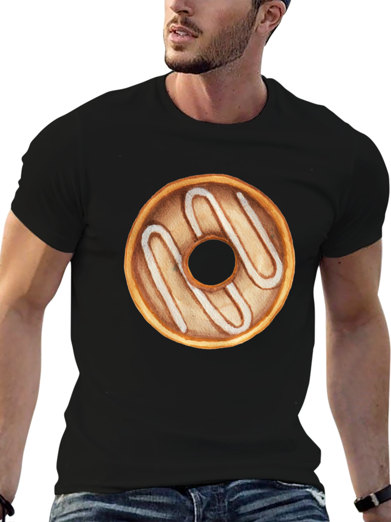 Donut Graphic Tee - Black Casual T-Shirt