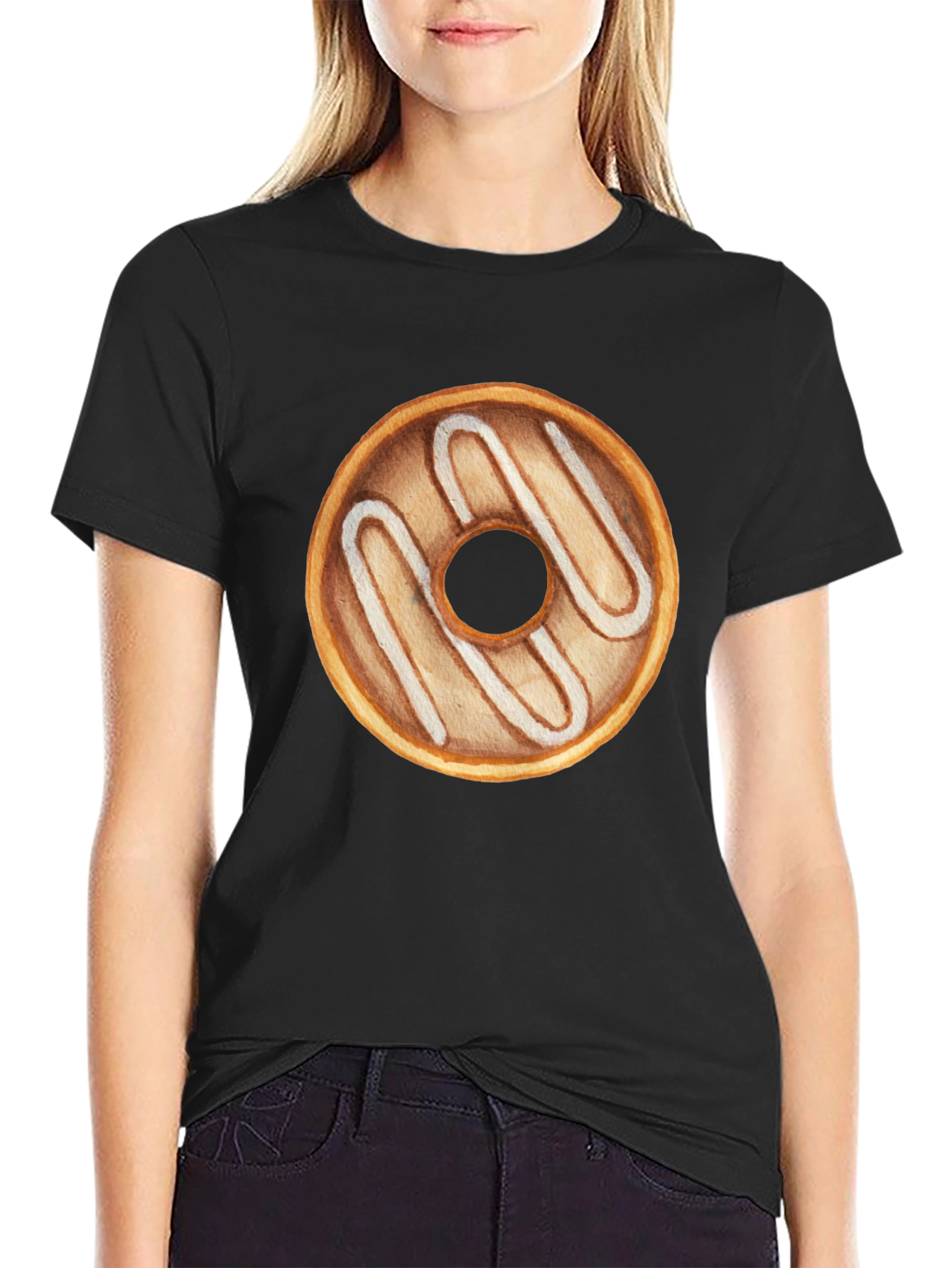 Donut Graphic Tee - Black Casual T-Shirt