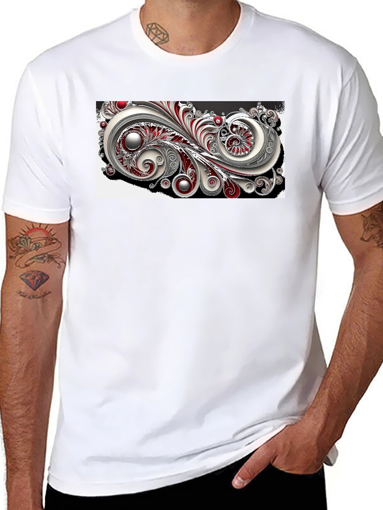 Elegant Swirl Graphic Black T-Shirt