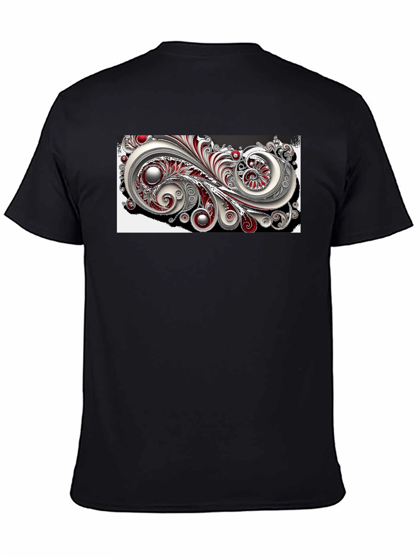 Elegant Swirl Graphic Black T-Shirt