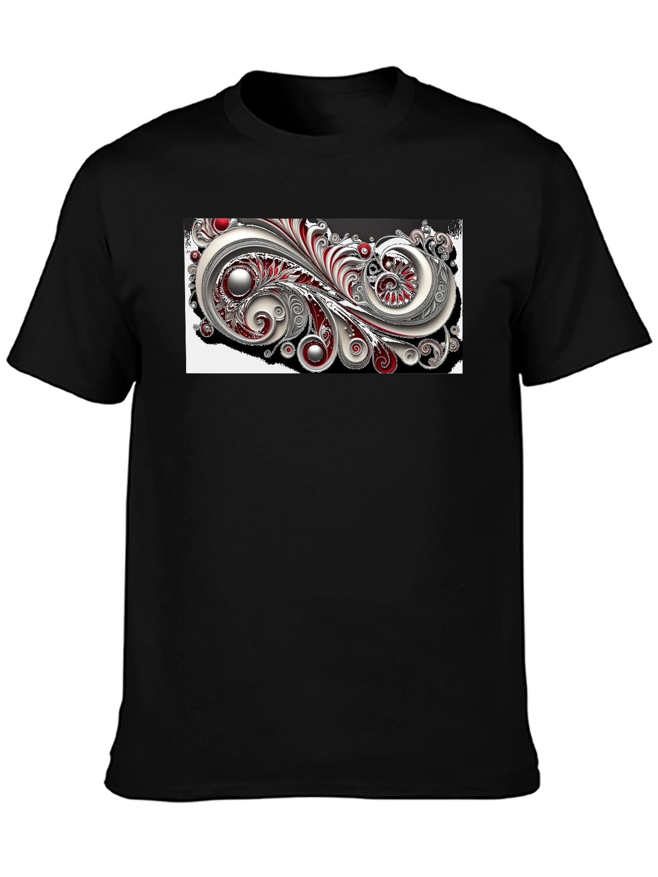 Elegant Swirl Graphic Black T-Shirt
