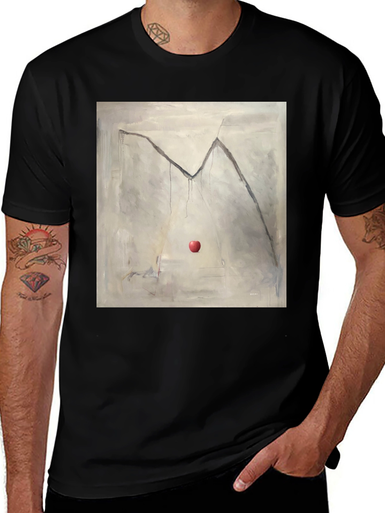 Artistic Apple Graphic Tee - Unique Design