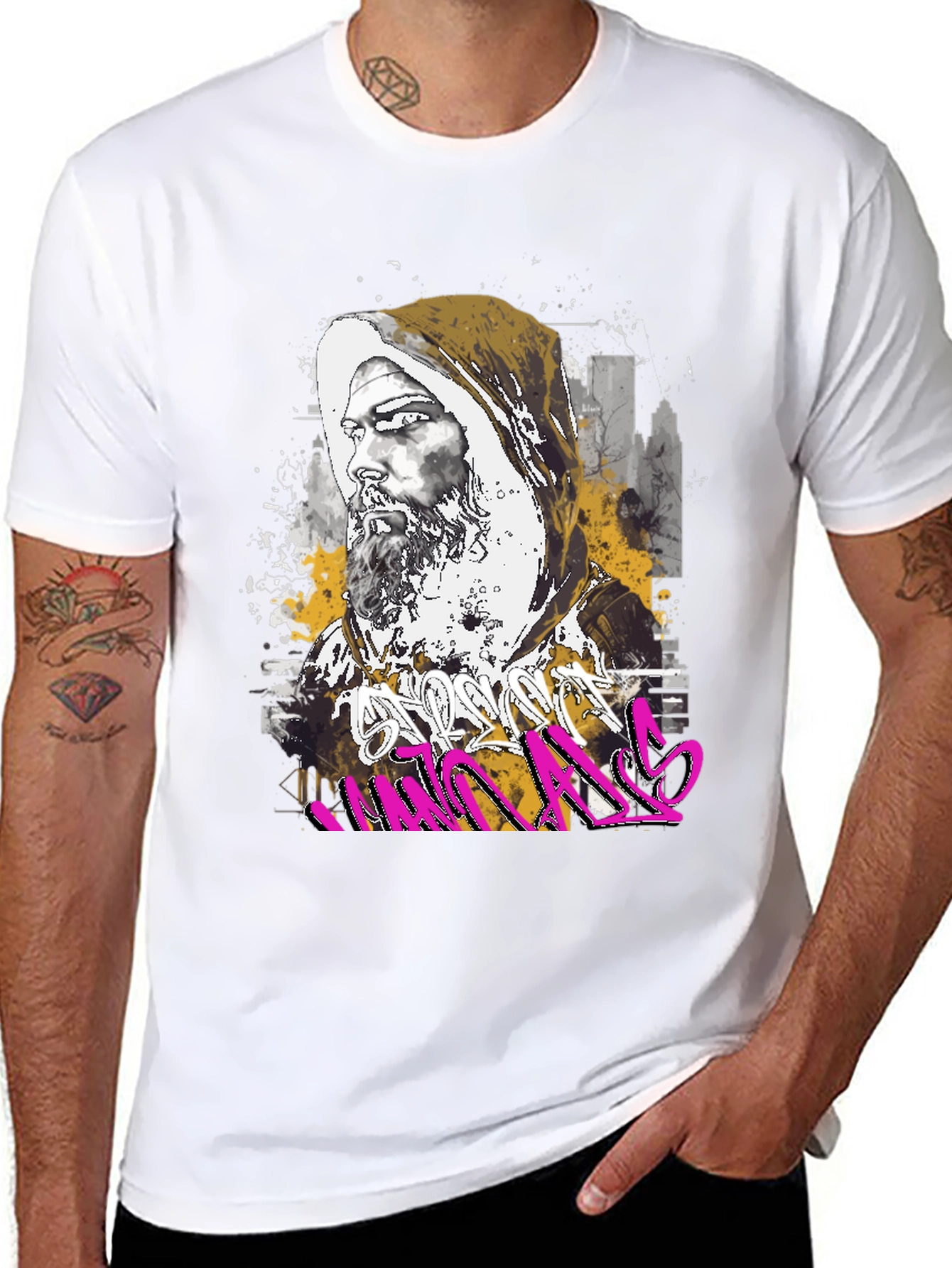 Urban Monk Graphic Tee - Street Art Inspired