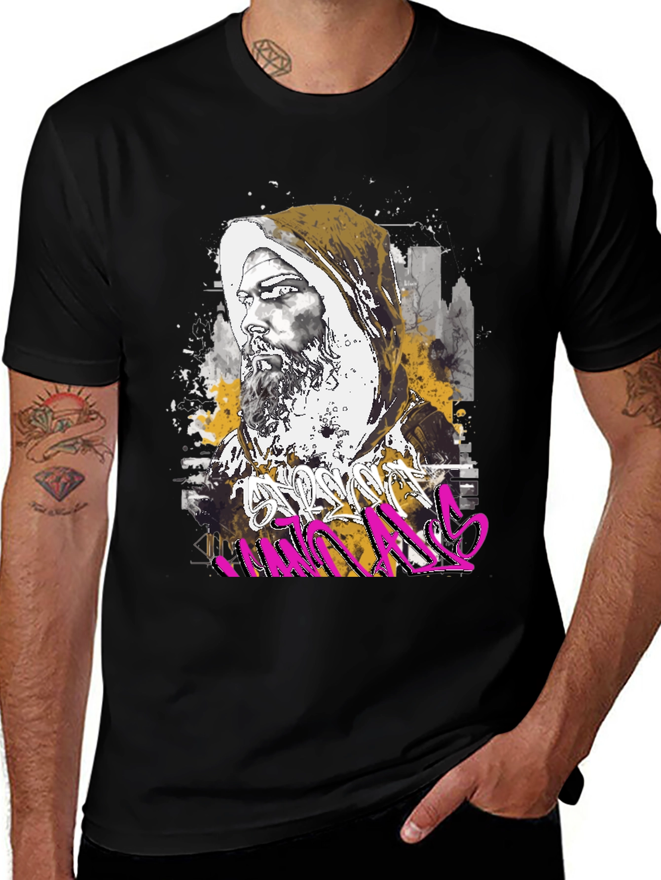 Urban Monk Graphic Tee - Street Art Inspired