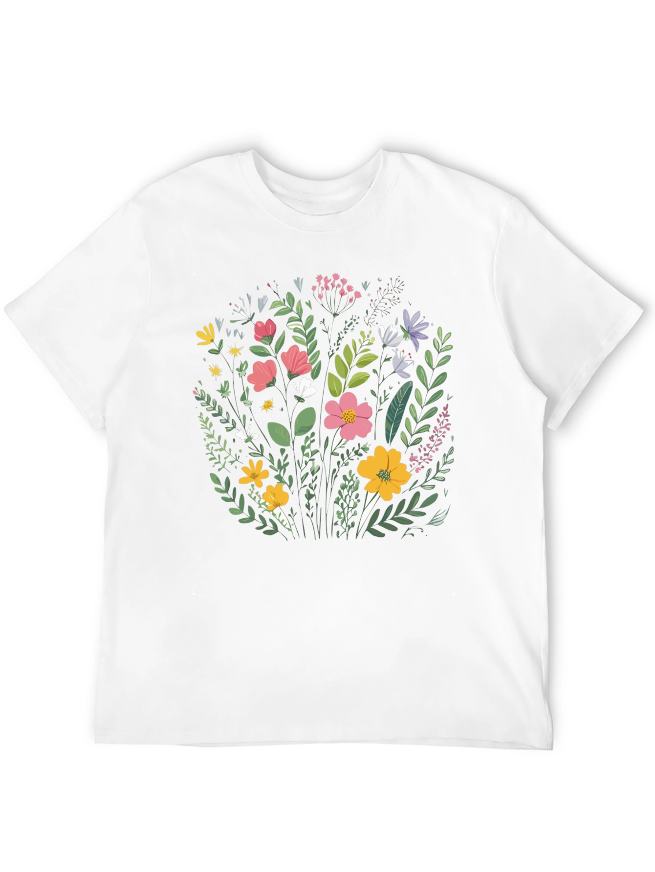 Floral T-Shirt - Black Cotton Crew Neck