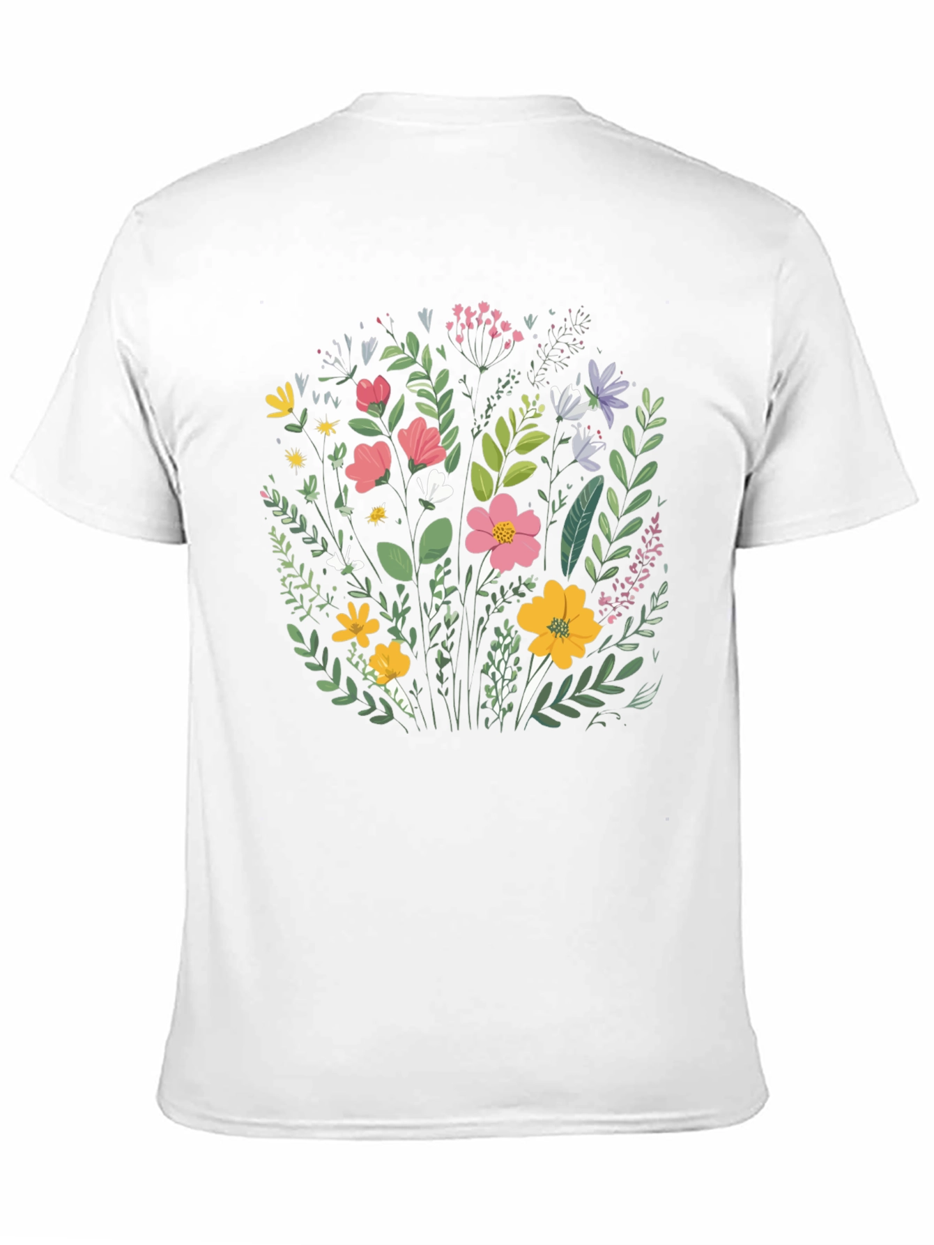 Floral T-Shirt - Black Cotton Crew Neck