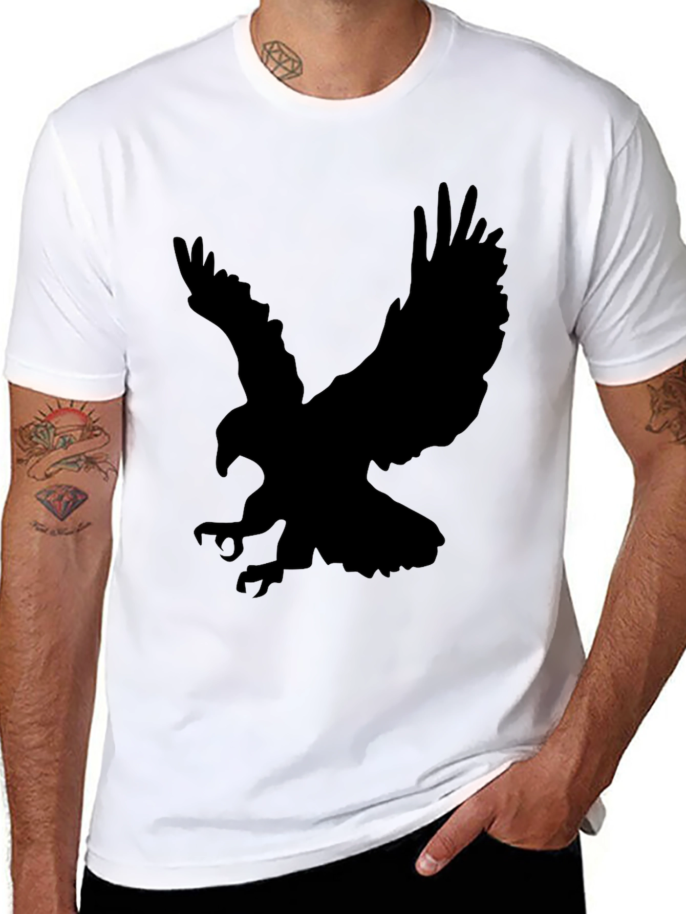 Mens Black Eagle Graphic T-Shirt