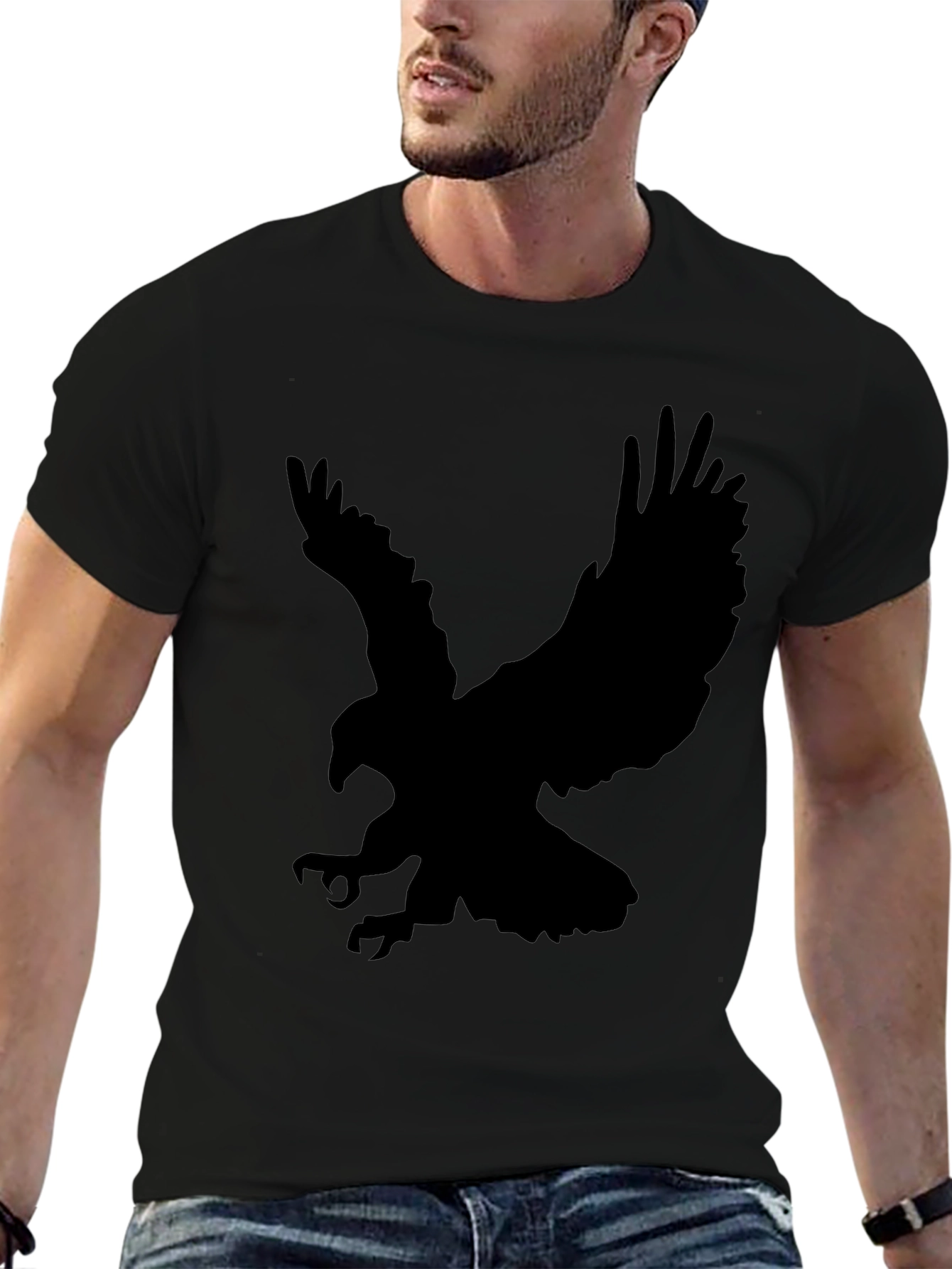 Mens Black Eagle Graphic T-Shirt