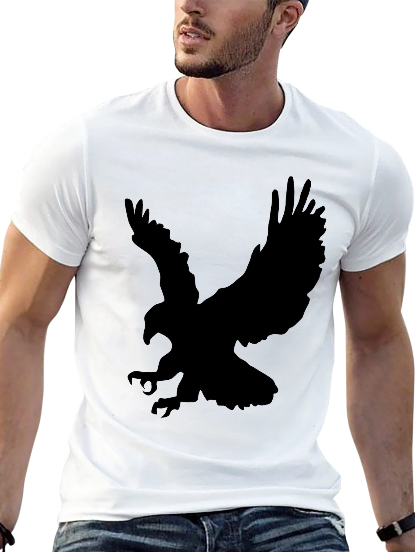 Mens Black Eagle Graphic T-Shirt