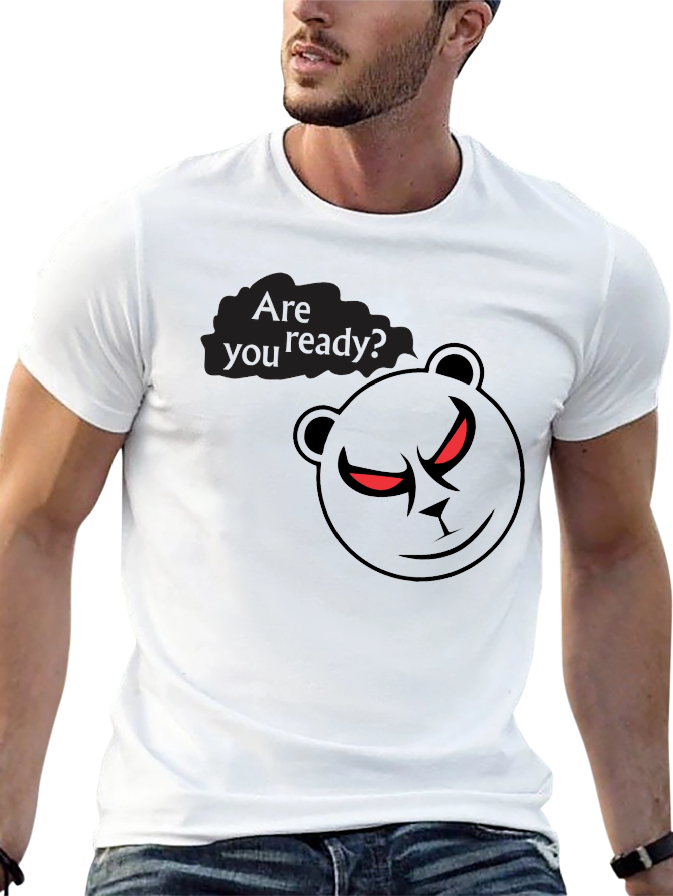 Mens Black Graphic T-Shirt - Are You Ready?