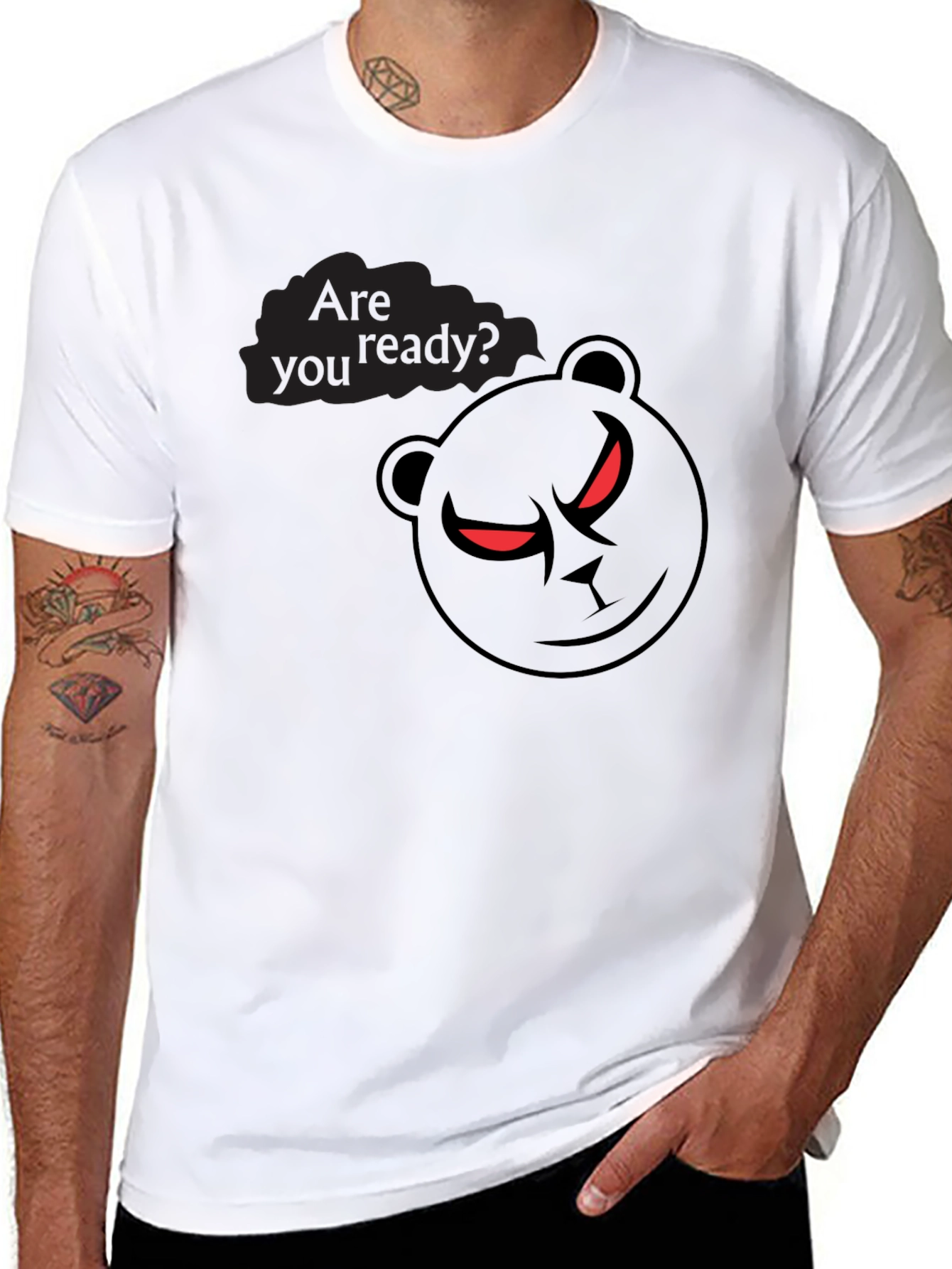 Mens Black Graphic T-Shirt - Are You Ready?