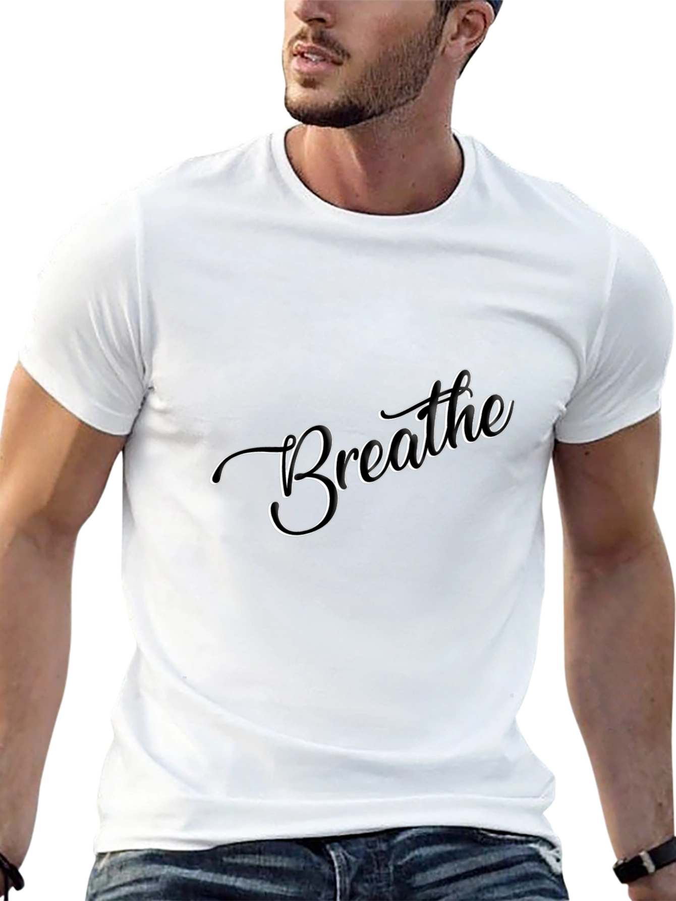 Breathe Graphic Tee - Stylish Black Comfort