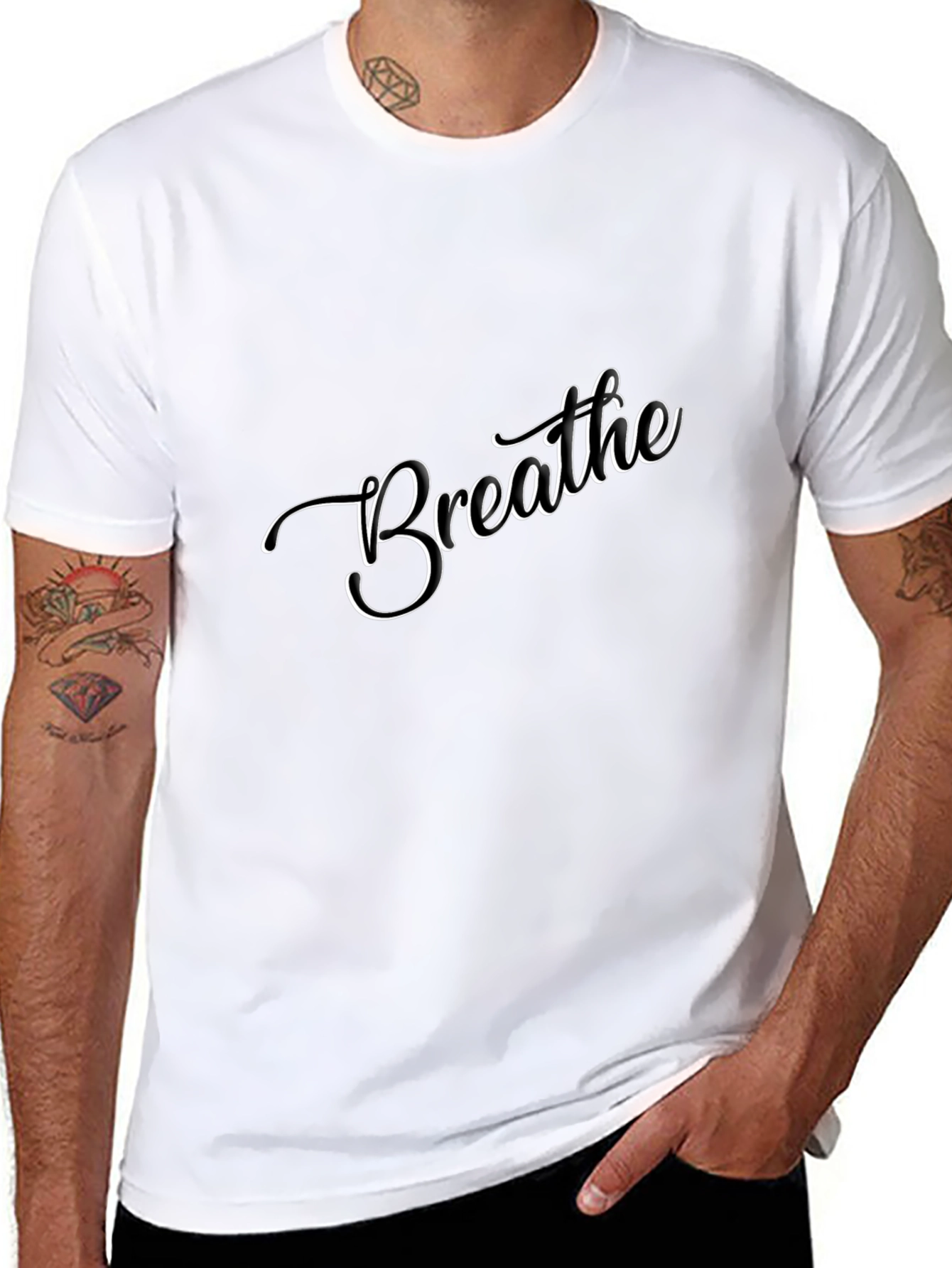 Breathe Graphic Tee - Stylish Black Comfort