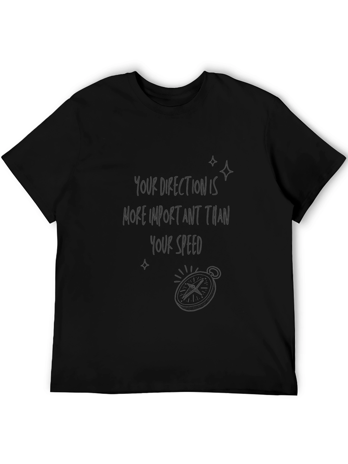 Direction Over Speed Graphic Tee - Black Casual T-Shirt