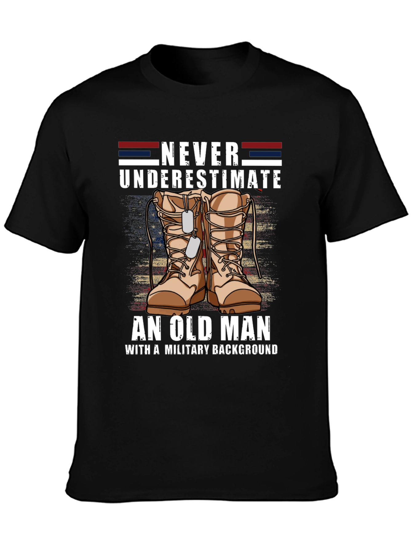 Never Underestimate Old Man Military Tee