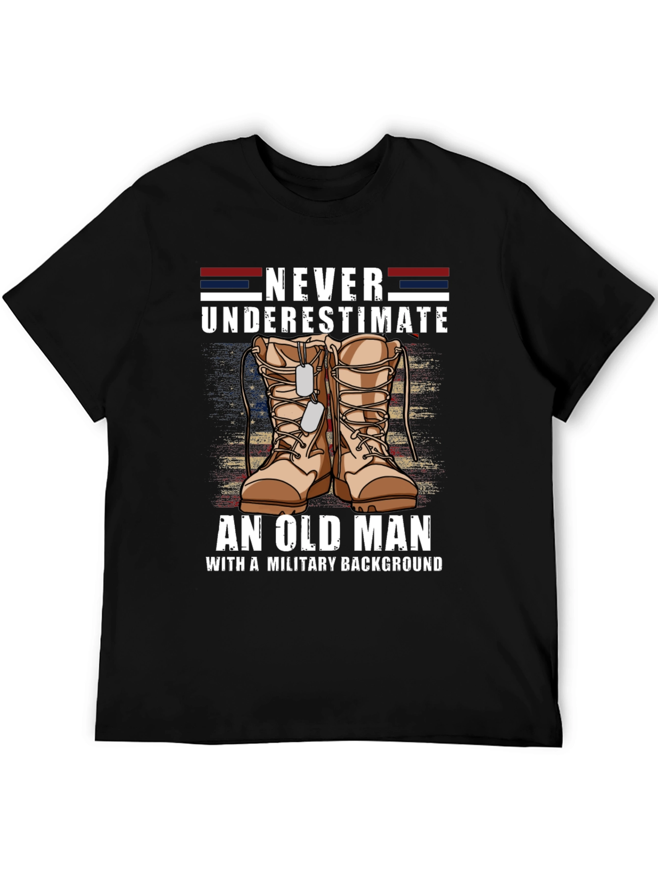Never Underestimate Old Man Military Tee