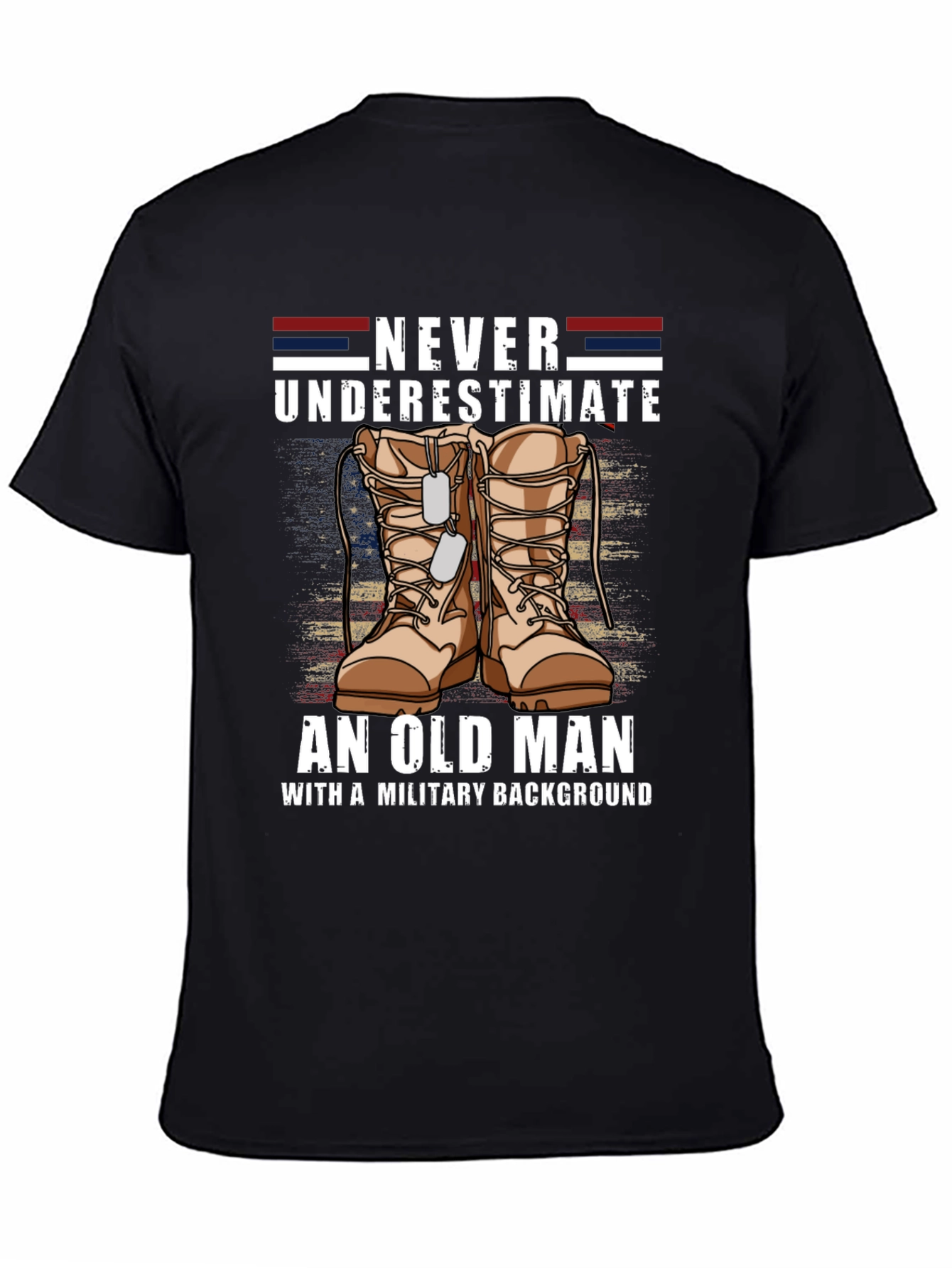 Never Underestimate Old Man Military Tee