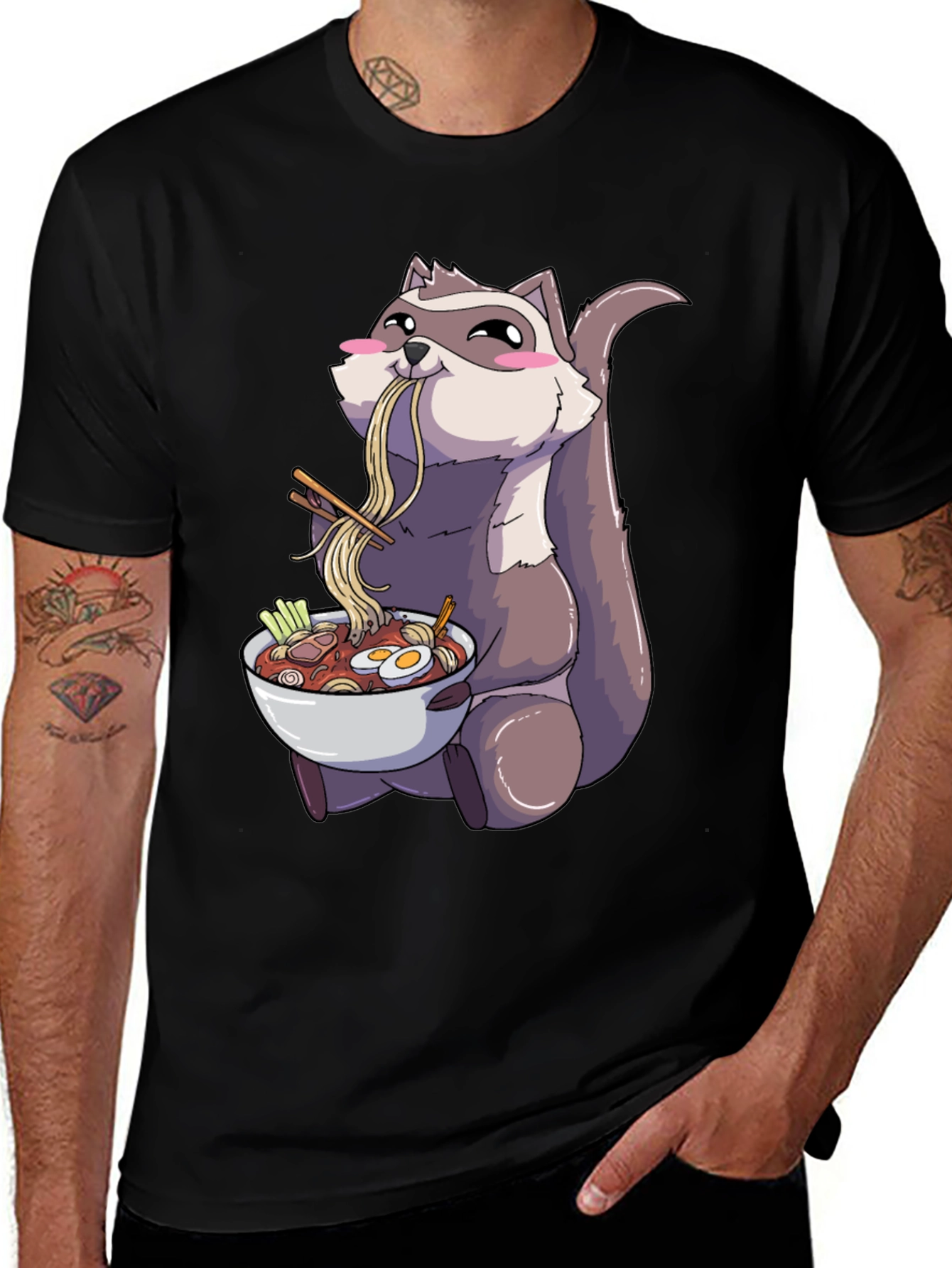 Raccoon Ramen T-Shirt - Anime Style Comfort