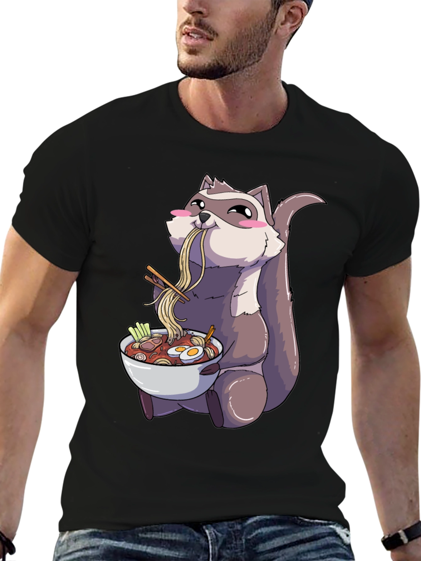 Raccoon Ramen T-Shirt - Anime Style Comfort