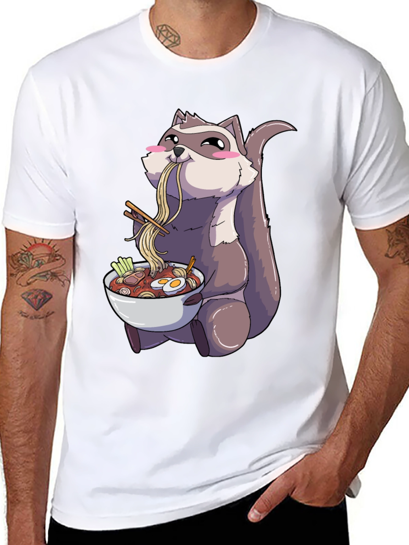 Raccoon Ramen T-Shirt - Anime Style Comfort