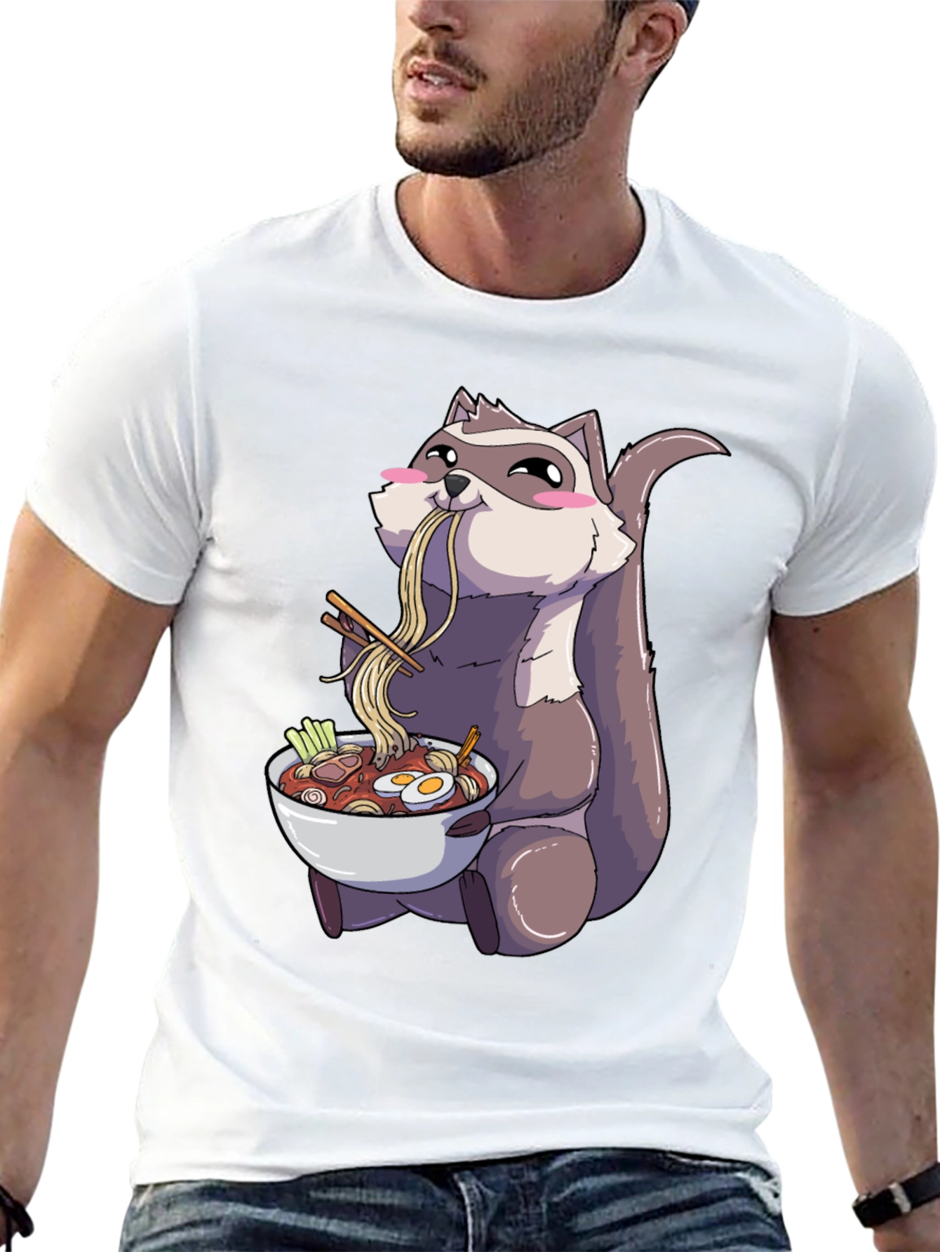 Raccoon Ramen T-Shirt - Anime Style Comfort