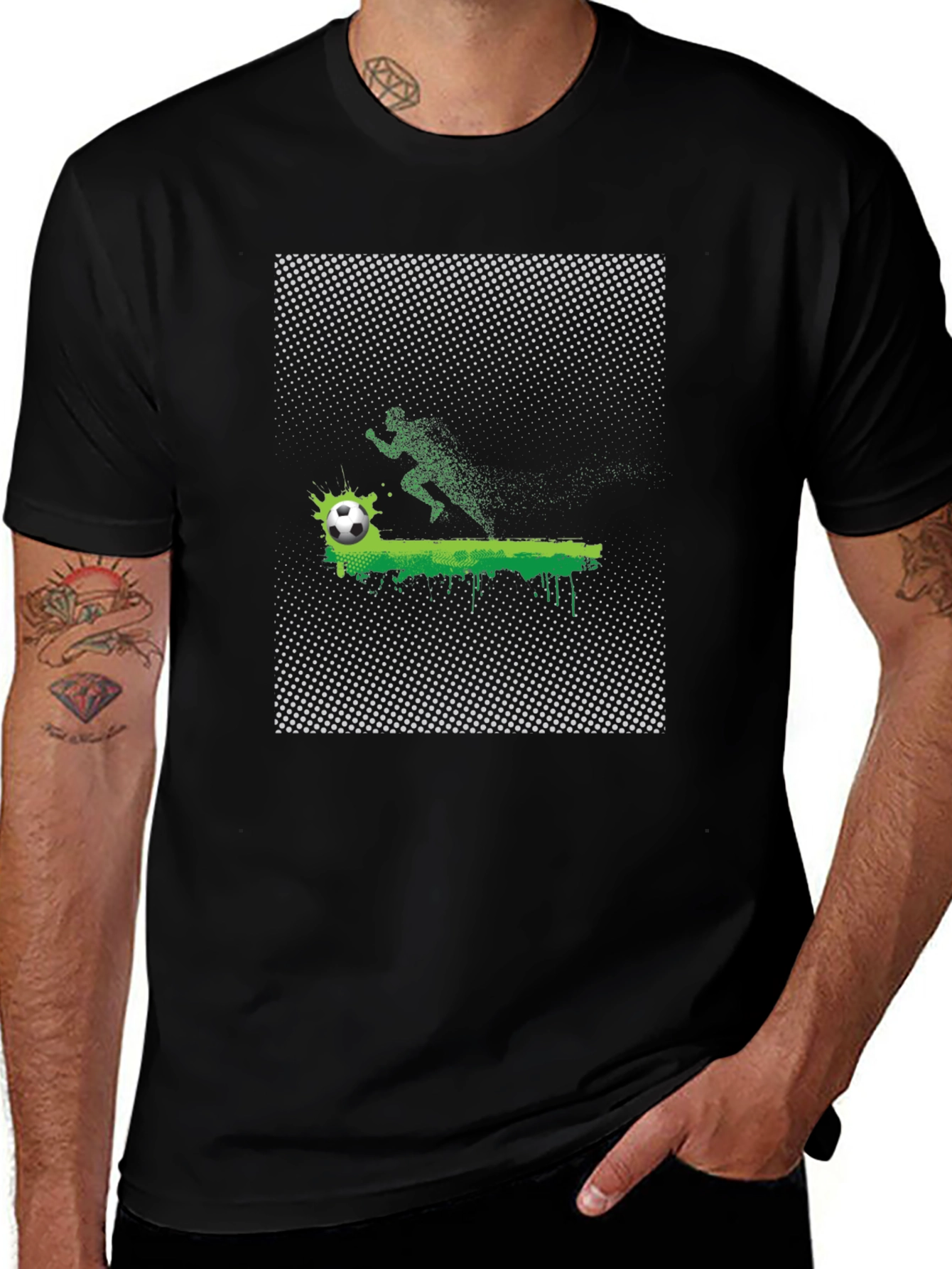 Soccer Runner Graphic Tee - Black Cotton Blend
