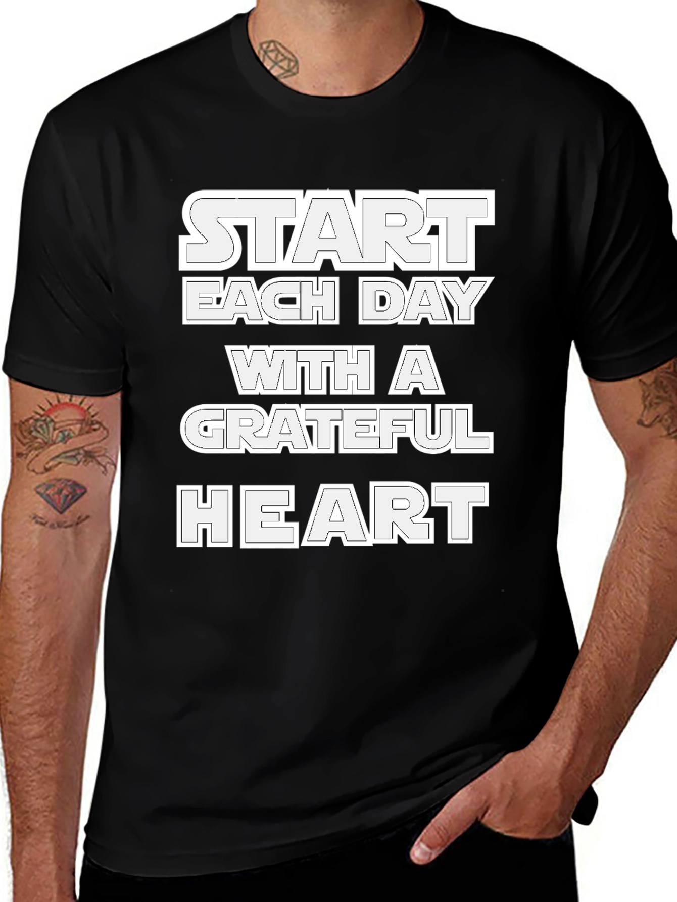 Grateful Heart Black Graphic T-Shirt