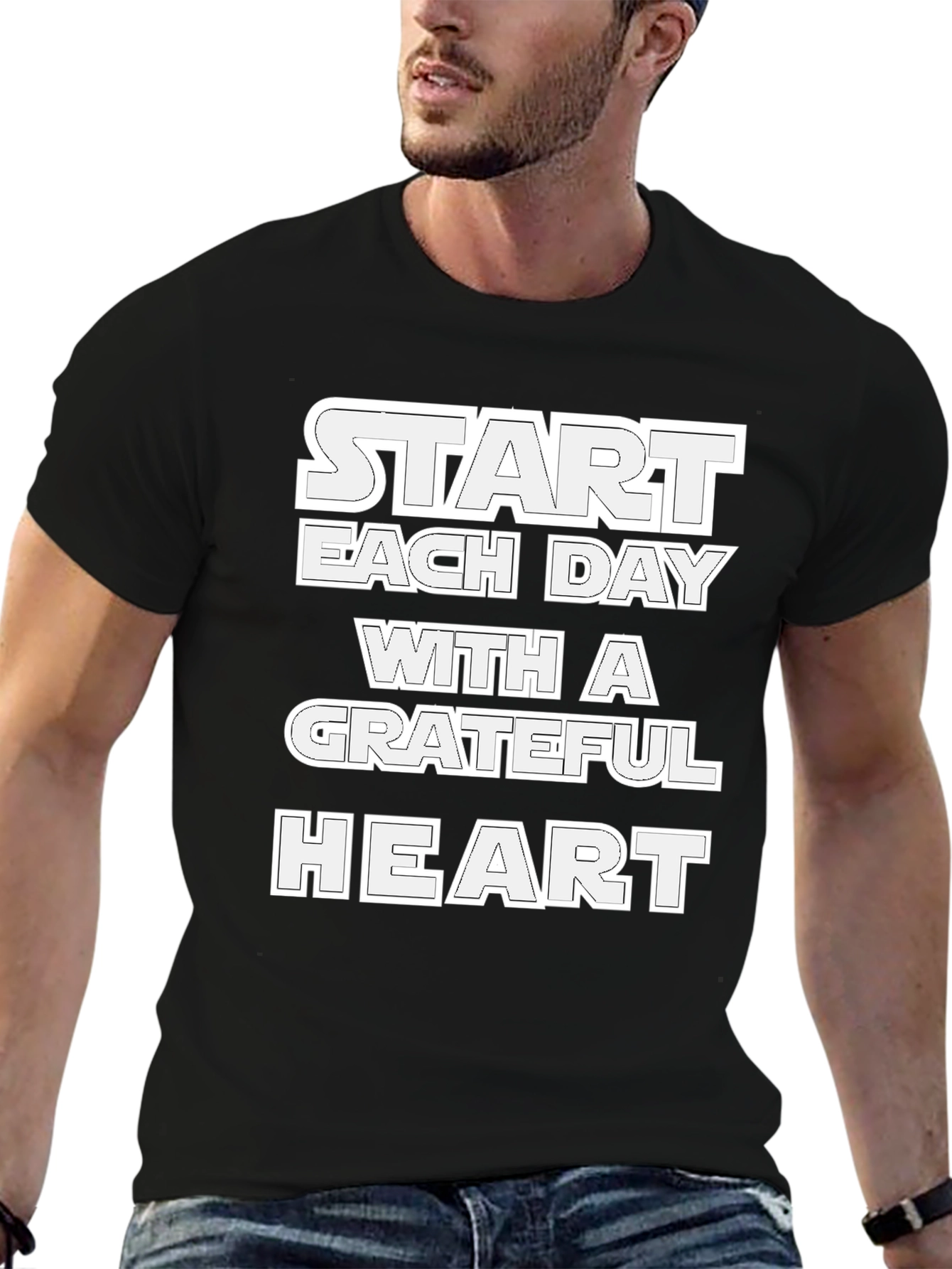 Grateful Heart Black Graphic T-Shirt