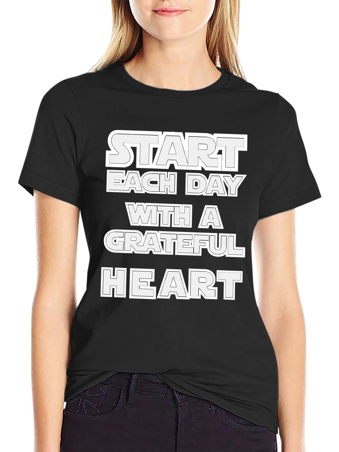 Grateful Heart Black Graphic T-Shirt