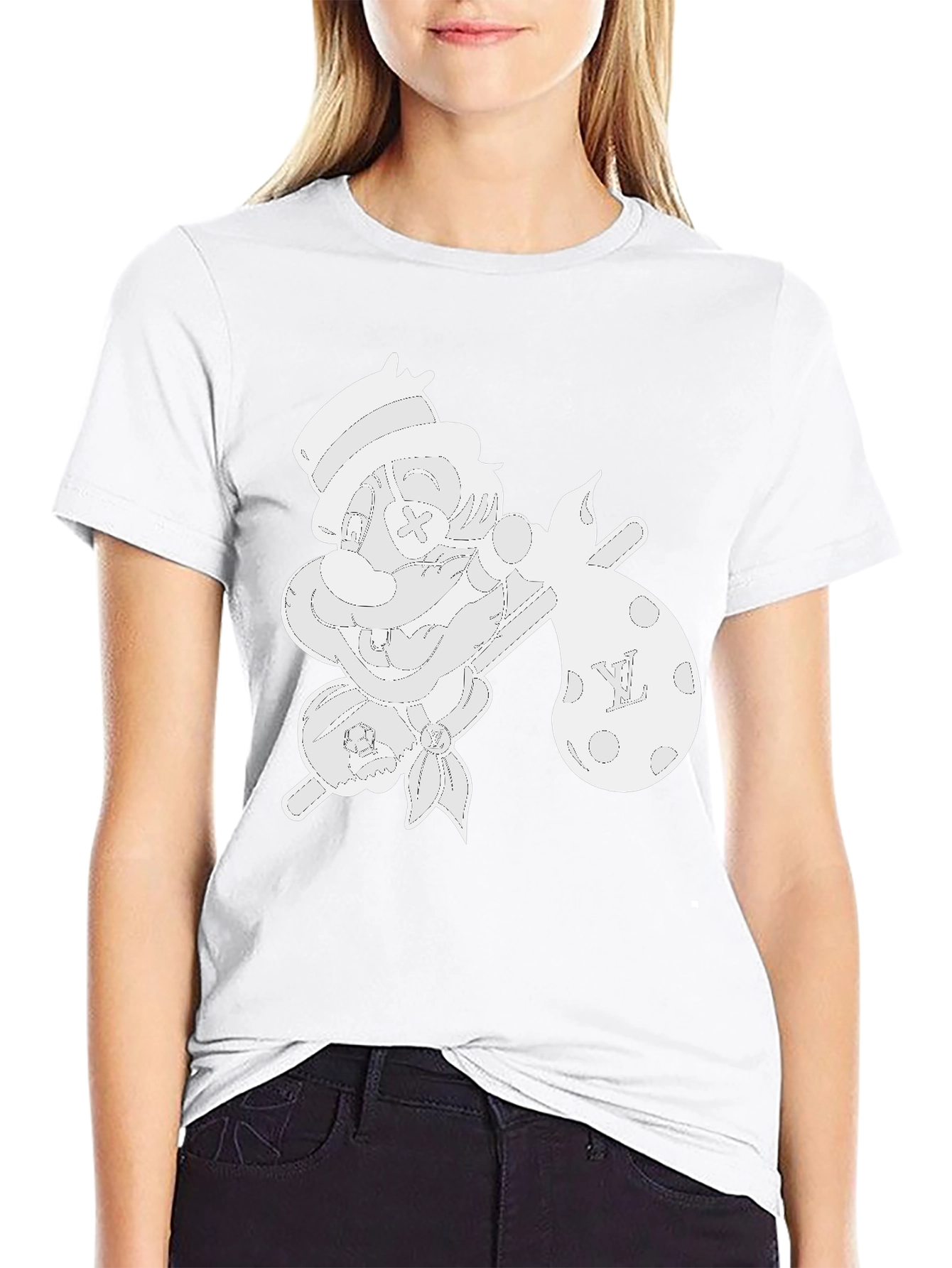 Cartoon Hobo Graphic Tee - Black Cotton Blend