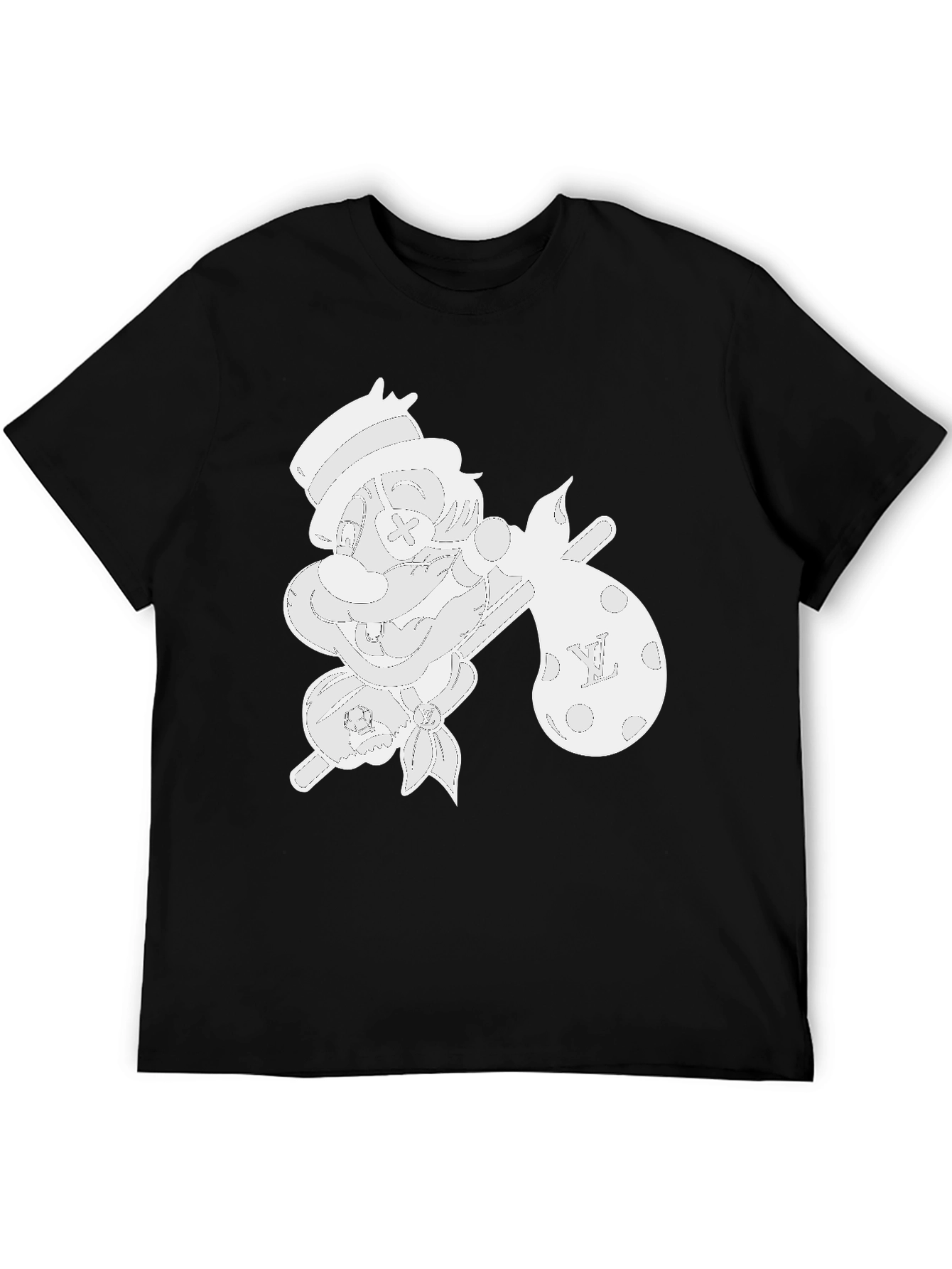 Cartoon Hobo Graphic Tee - Black Cotton Blend