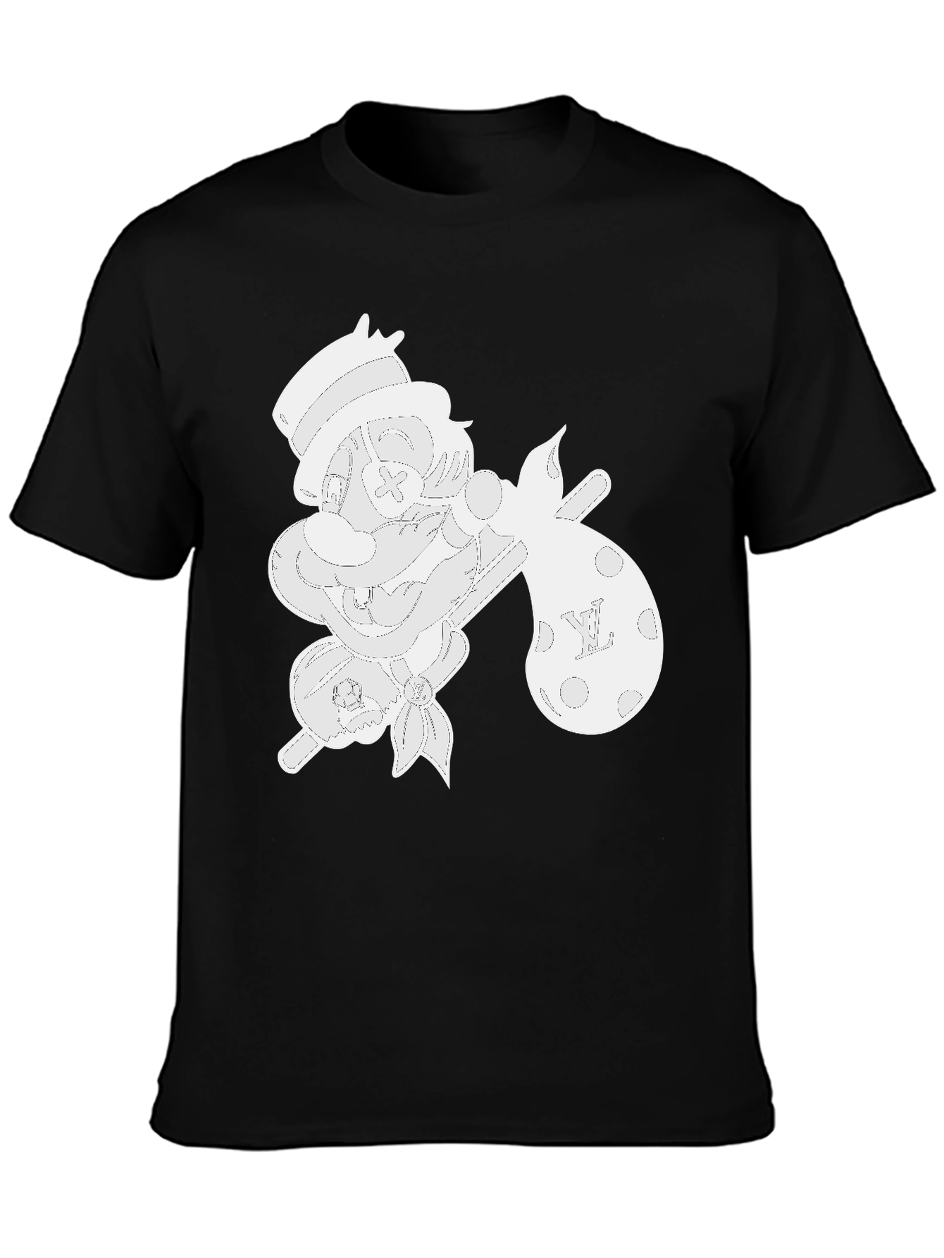 Cartoon Hobo Graphic Tee - Black Cotton Blend