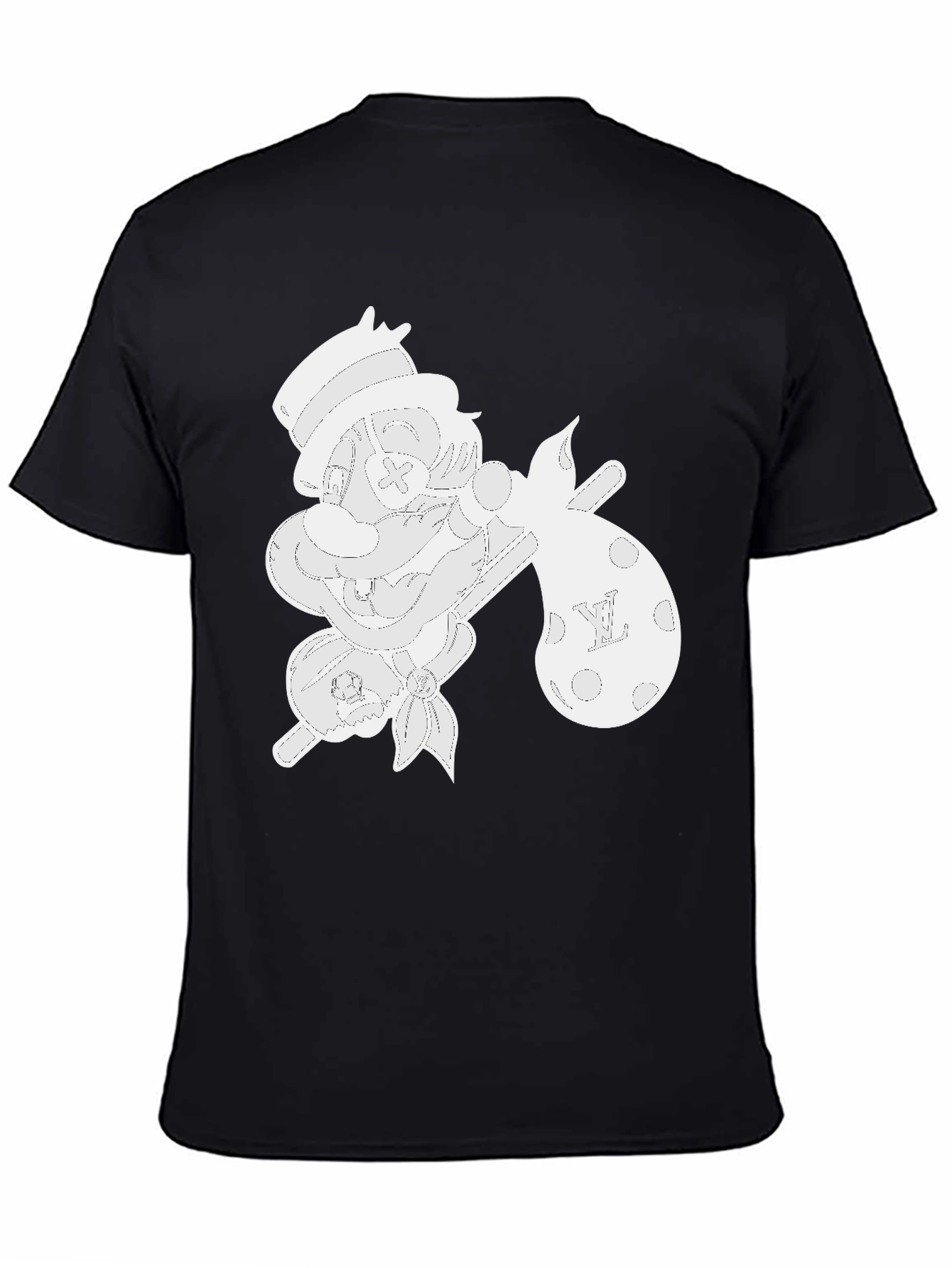 Cartoon Hobo Graphic Tee - Black Cotton Blend