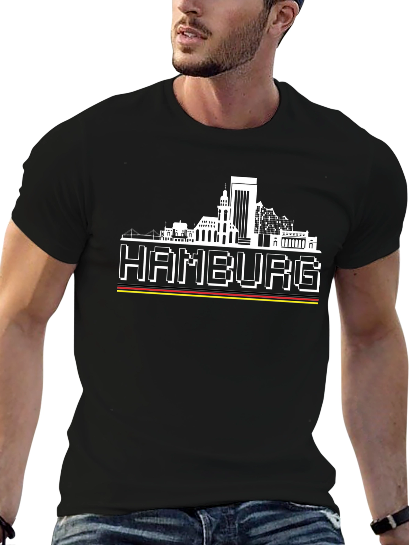 Hamburg Skyline T-Shirt - Black Graphic Tee