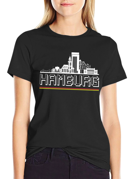 Hamburg Skyline T-Shirt - Black Graphic Tee