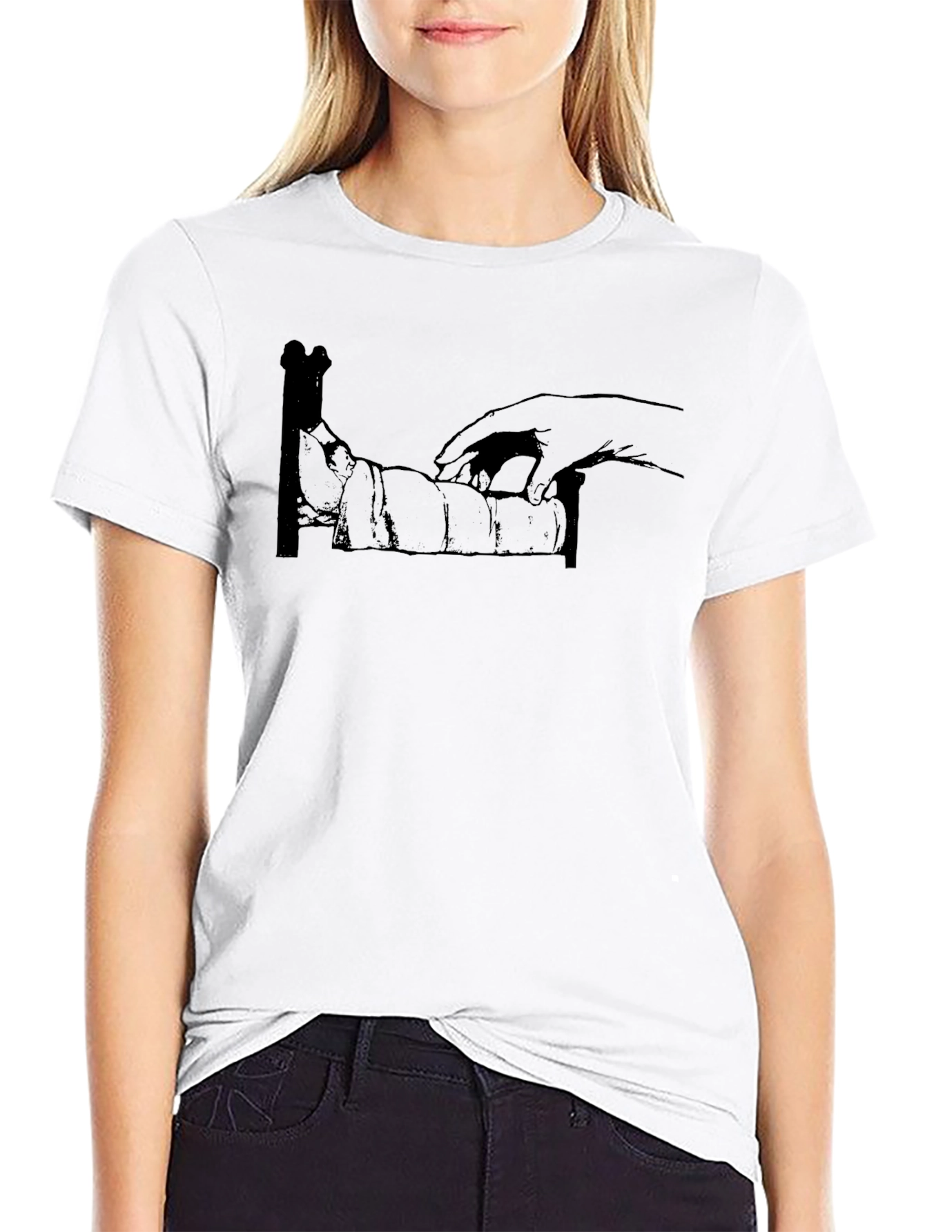 Humorous Hand-Bed T-Shirt