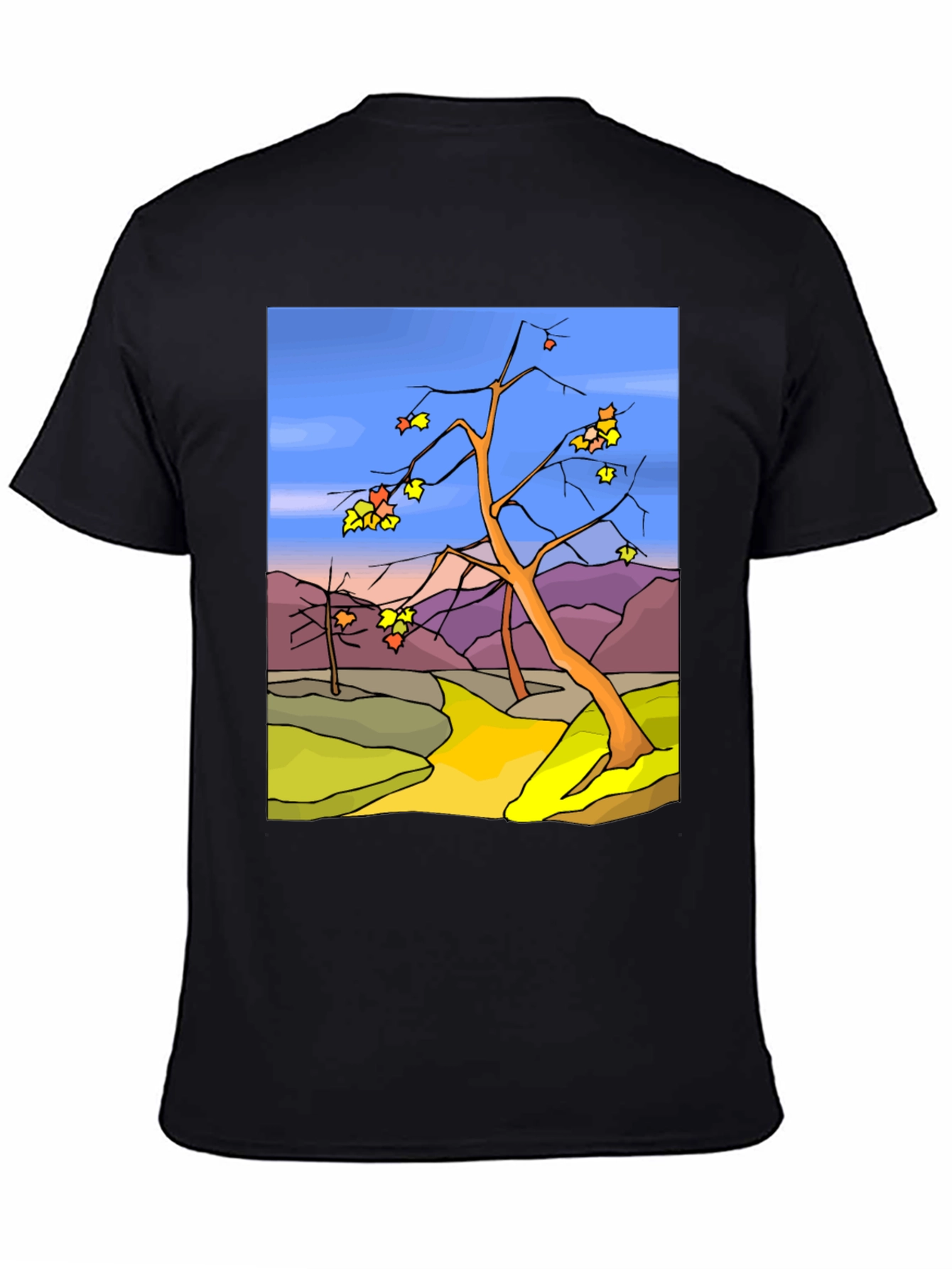 Autumn Landscape Graphic Tee - Black