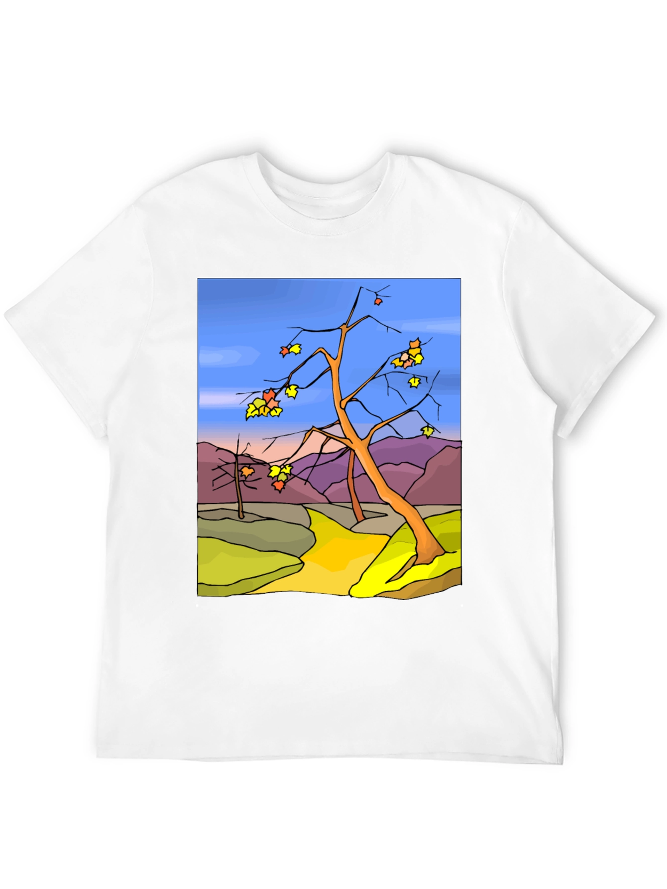 Autumn Landscape Graphic Tee - Black