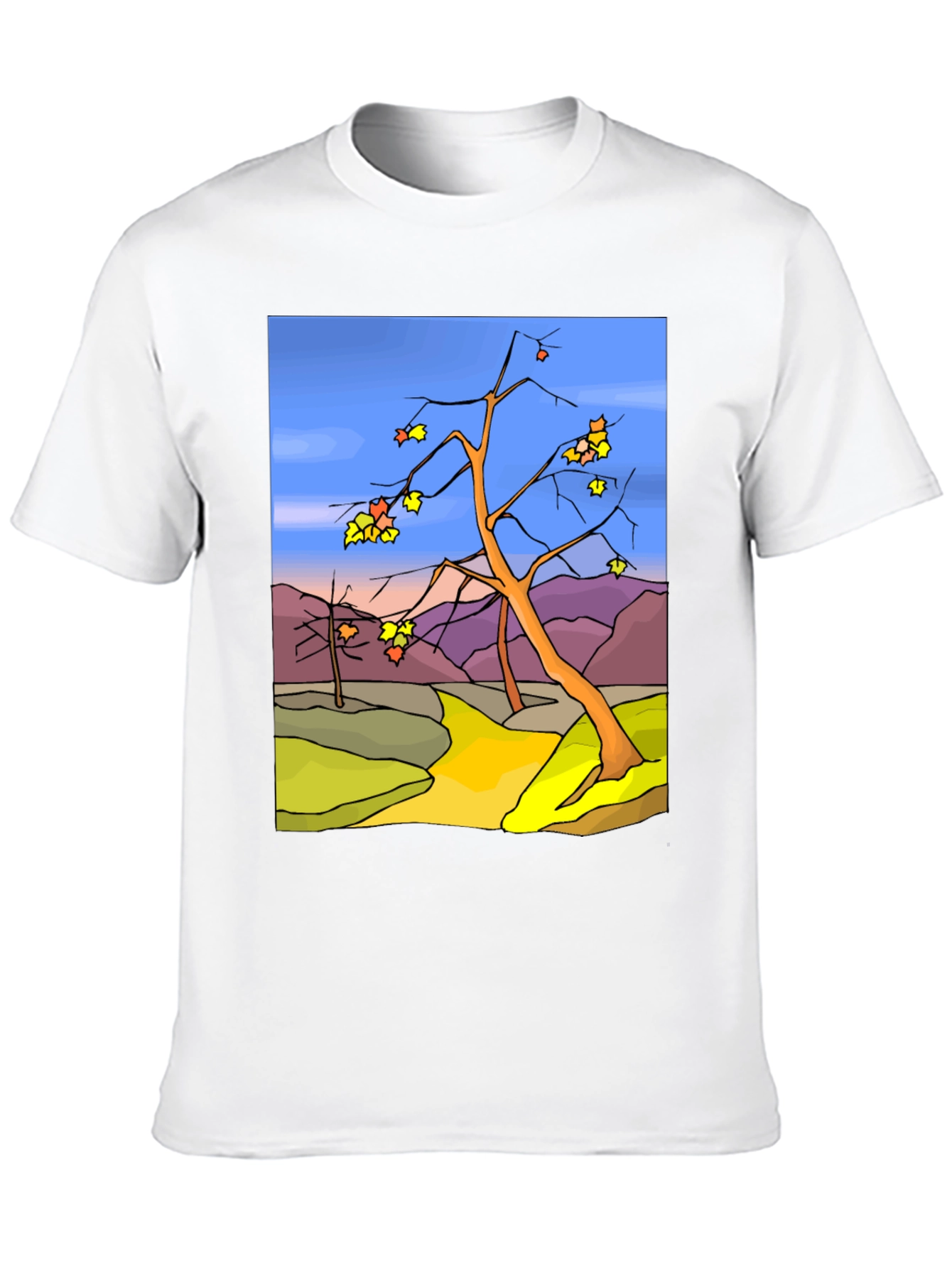 Autumn Landscape Graphic Tee - Black