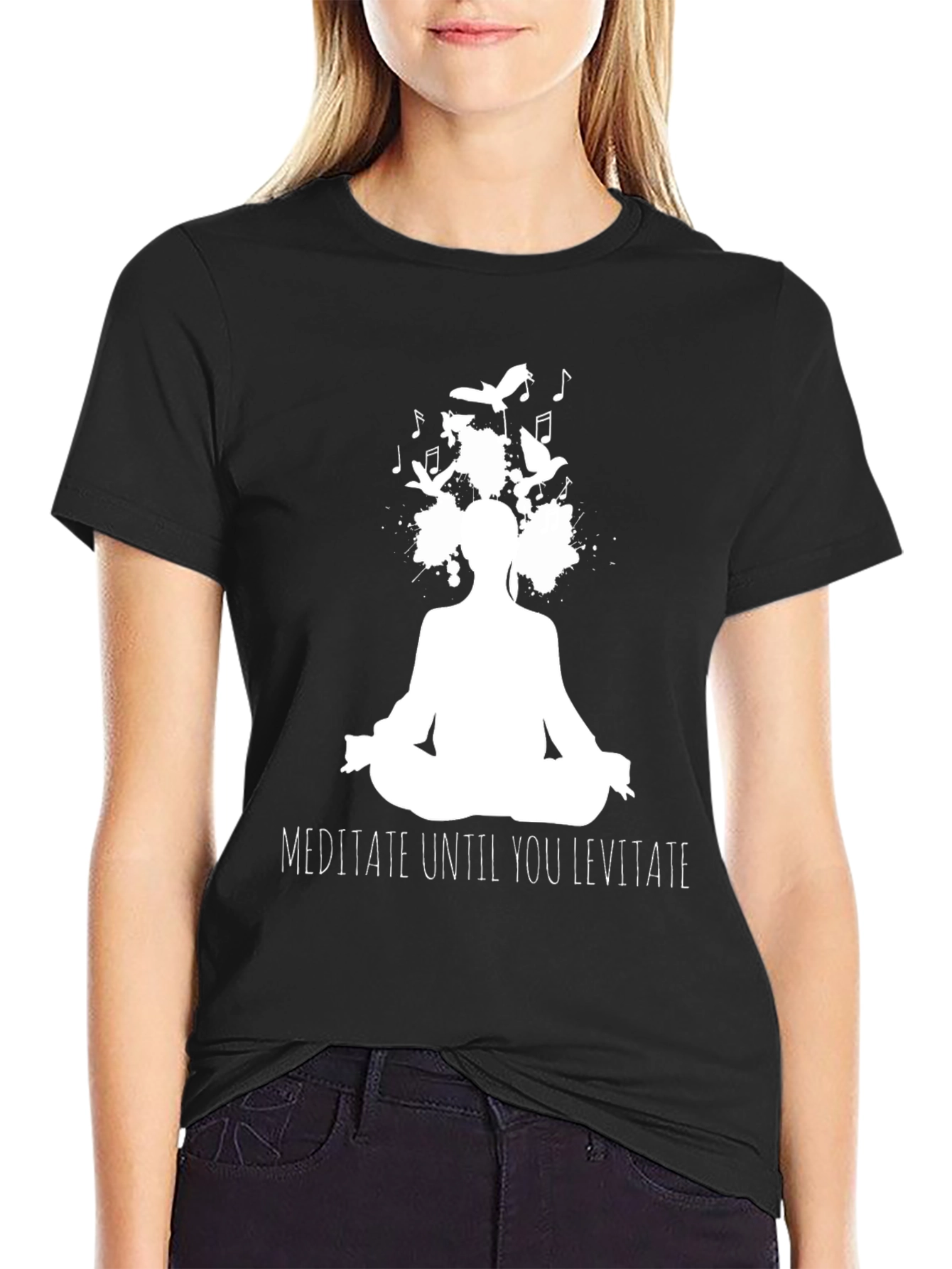 Meditate Until You Levitate Black T-Shirt