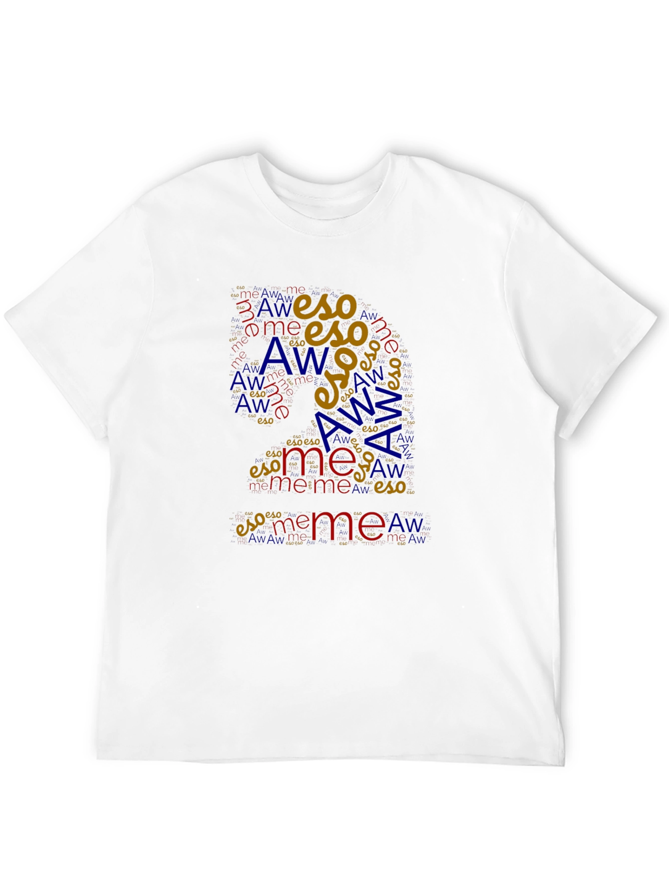 Word Art Black T-Shirt: Eso Me and Aw