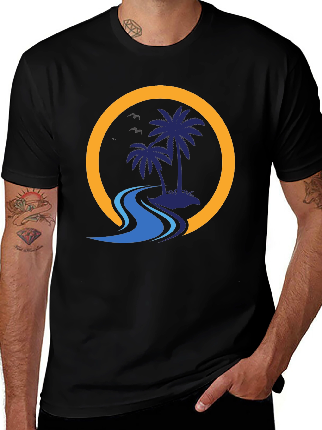 Palm Island Graphic Black T-Shirt