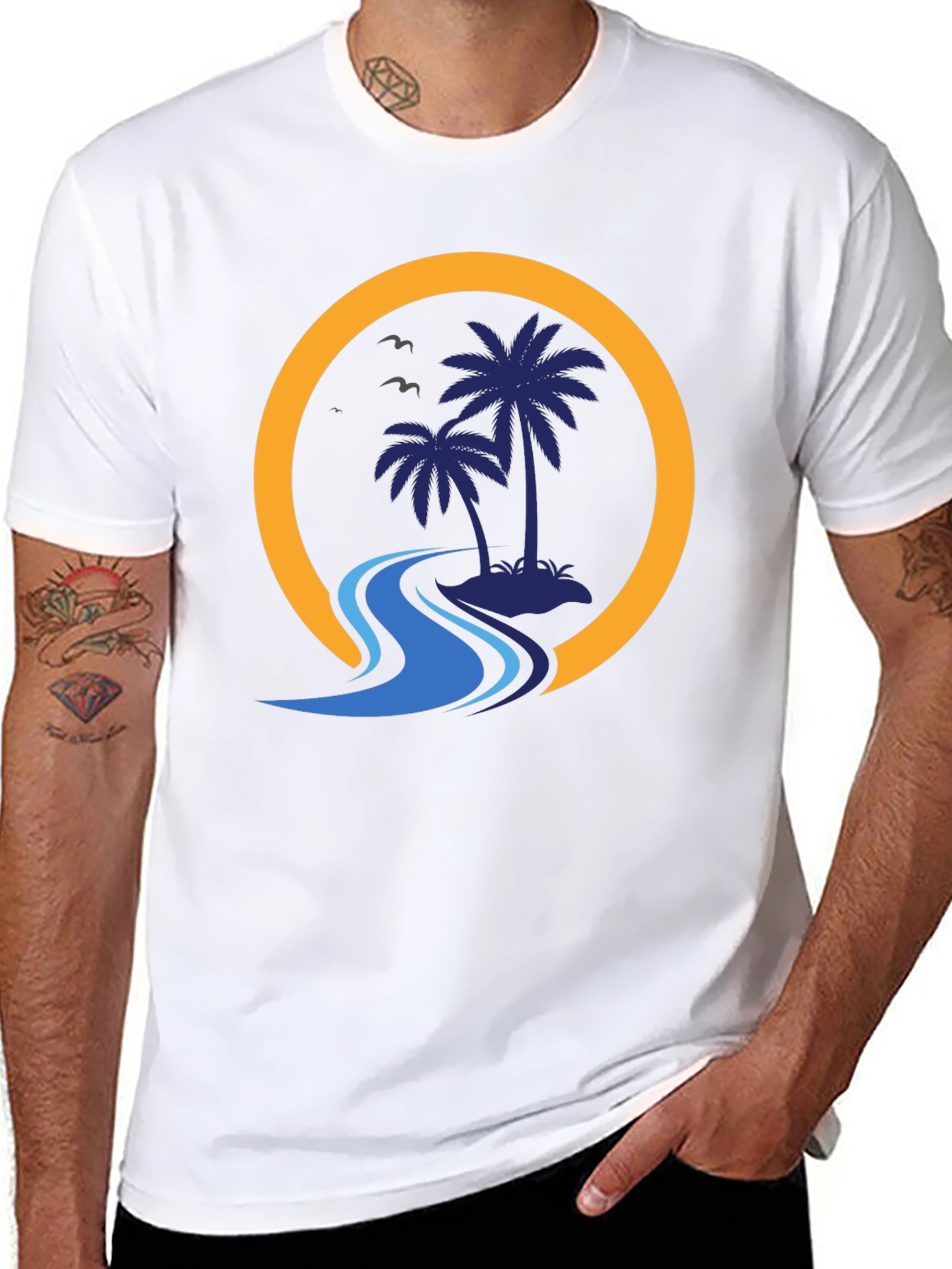 Palm Island Graphic Black T-Shirt