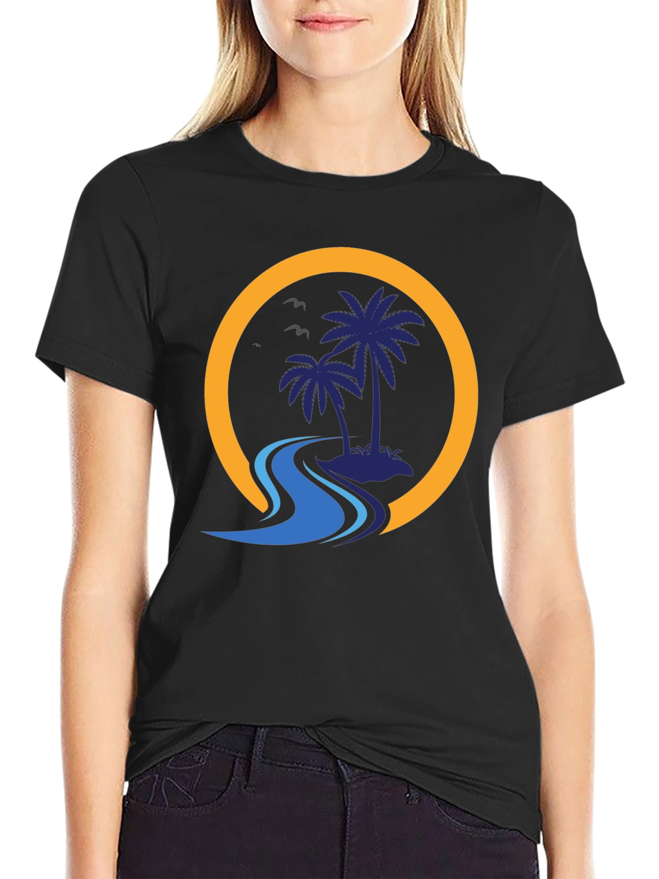 Palm Island Graphic Black T-Shirt