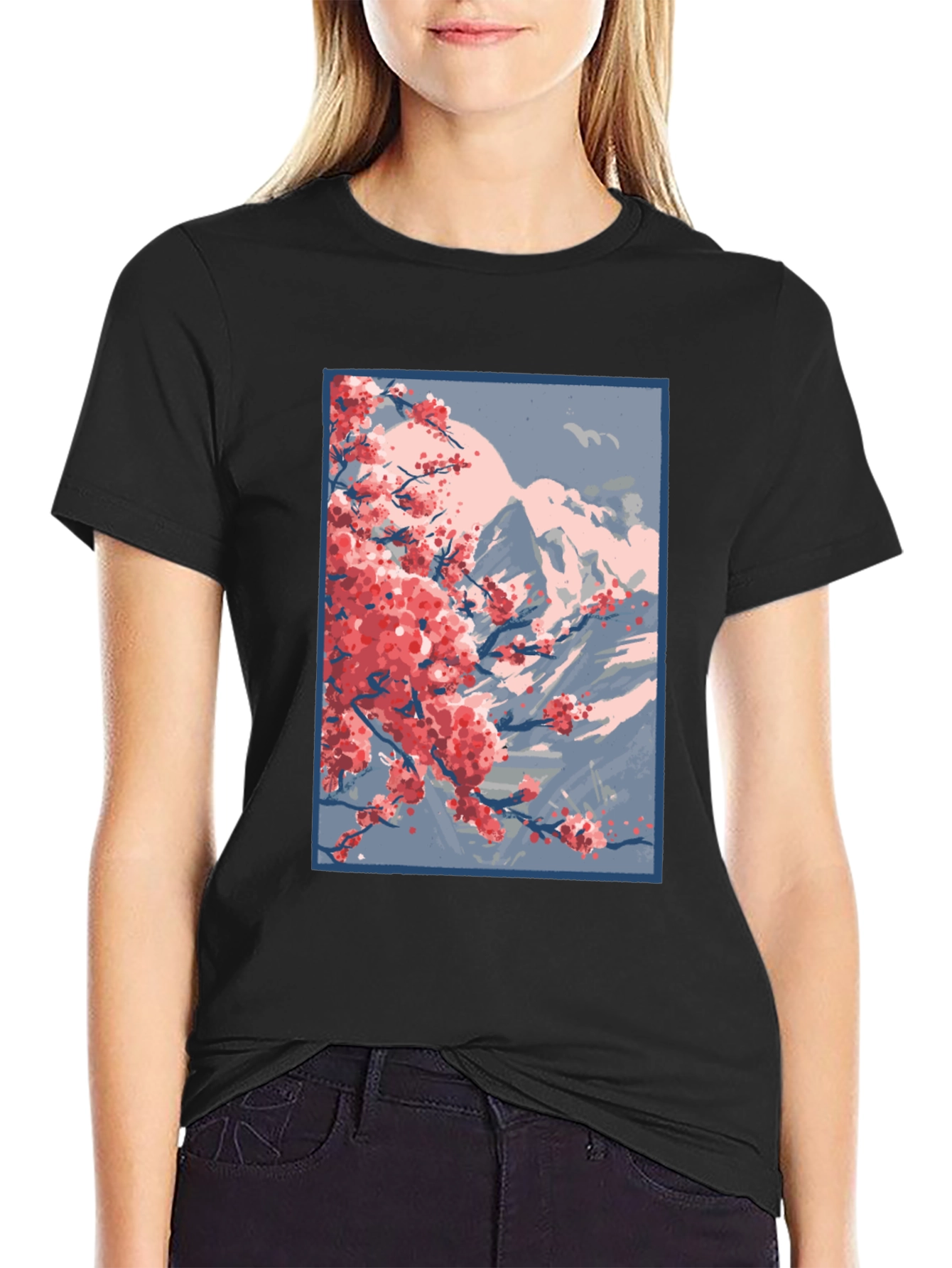 Sakura Mountain Black T-Shirt